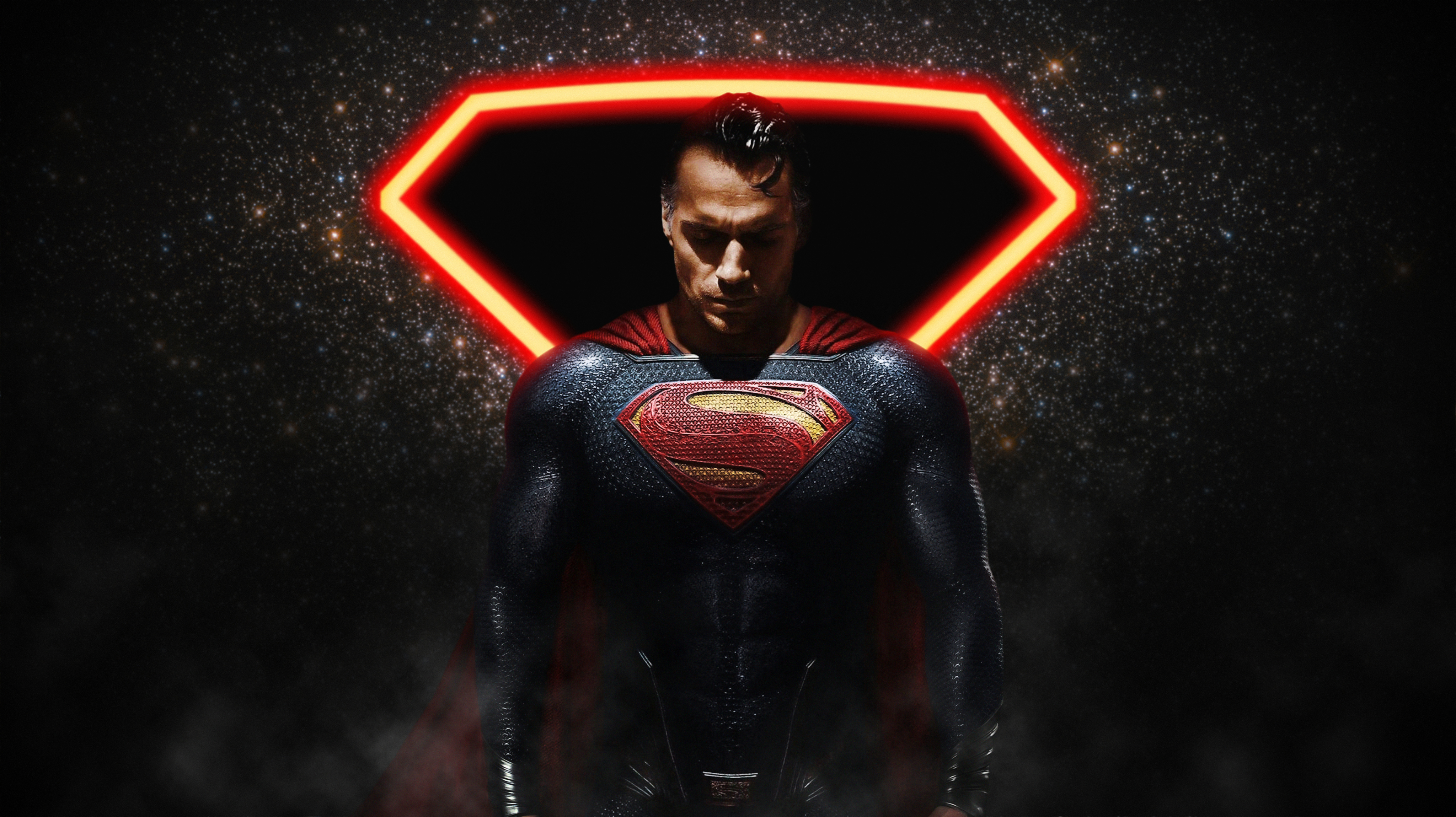 Superman Man Of Steel Photoshop DC Comics Man Of Steel Superman Dark Henry Cavill 4096x2299