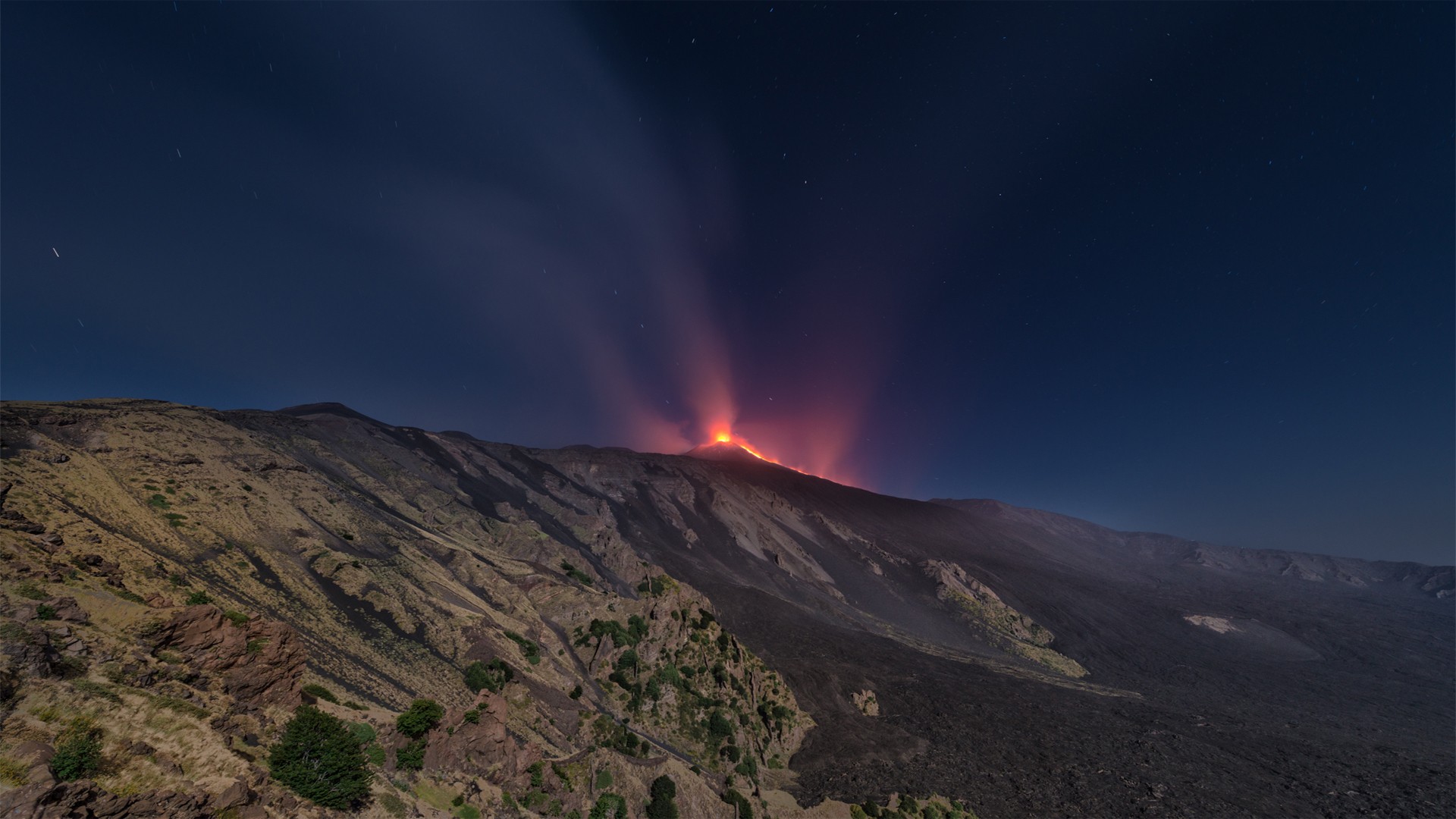 Landscape Valle Del Bove Mount Etna Nature 1920x1080