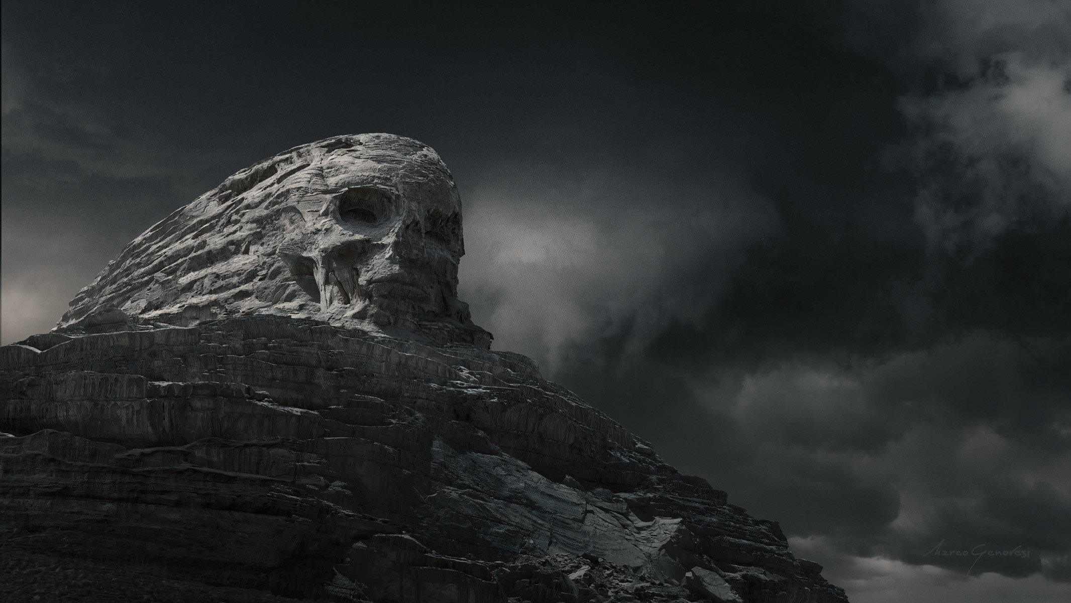 Prometheus Movie Concept Art Horror Movies Clouds Mountains Science Fiction Low Angle 2132x1201