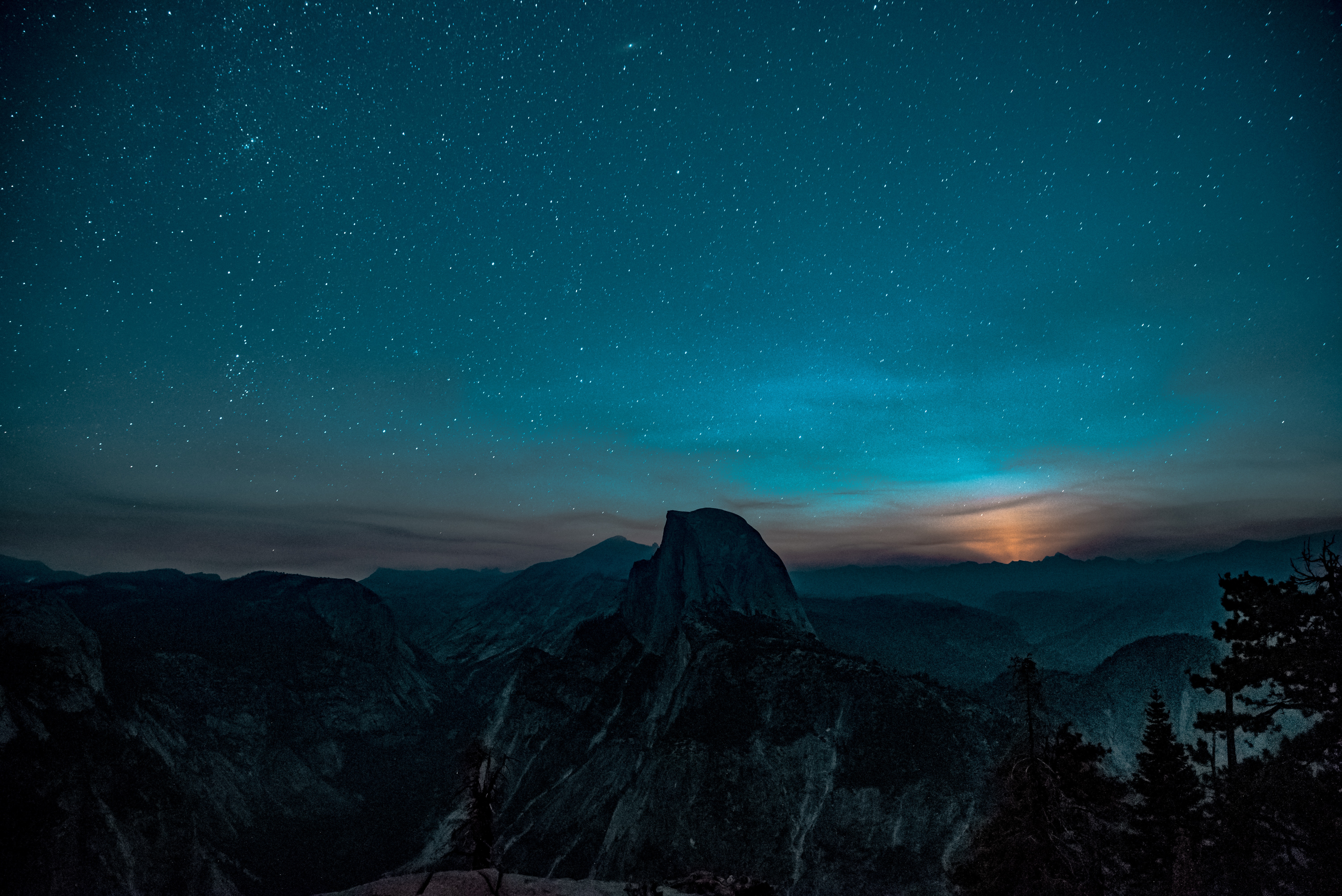 Yosemite Valley USA Sky Blue Mountains Stars 6016x4016