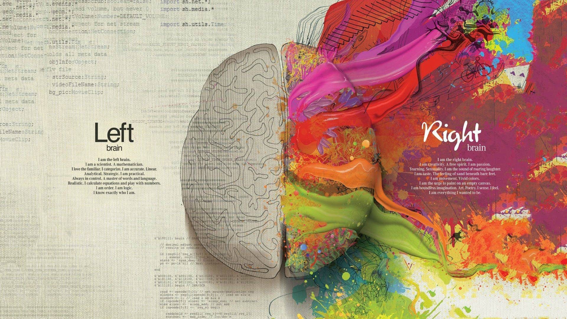 Abstract Brain Science Artwork Anatomy Digital Art Text Quote Creativity Typography Splitting 1920x1080