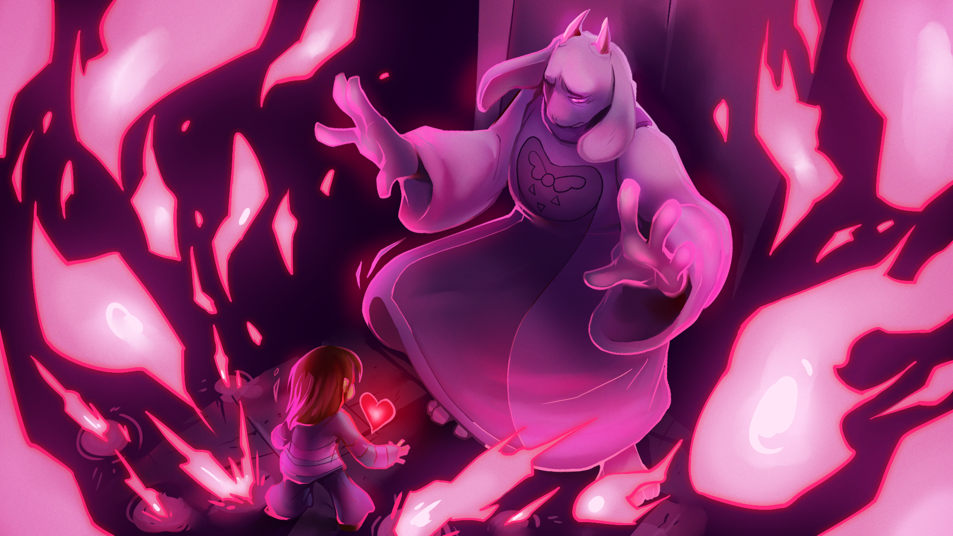 Undertale Frisk Toriel Pink 1920x1080