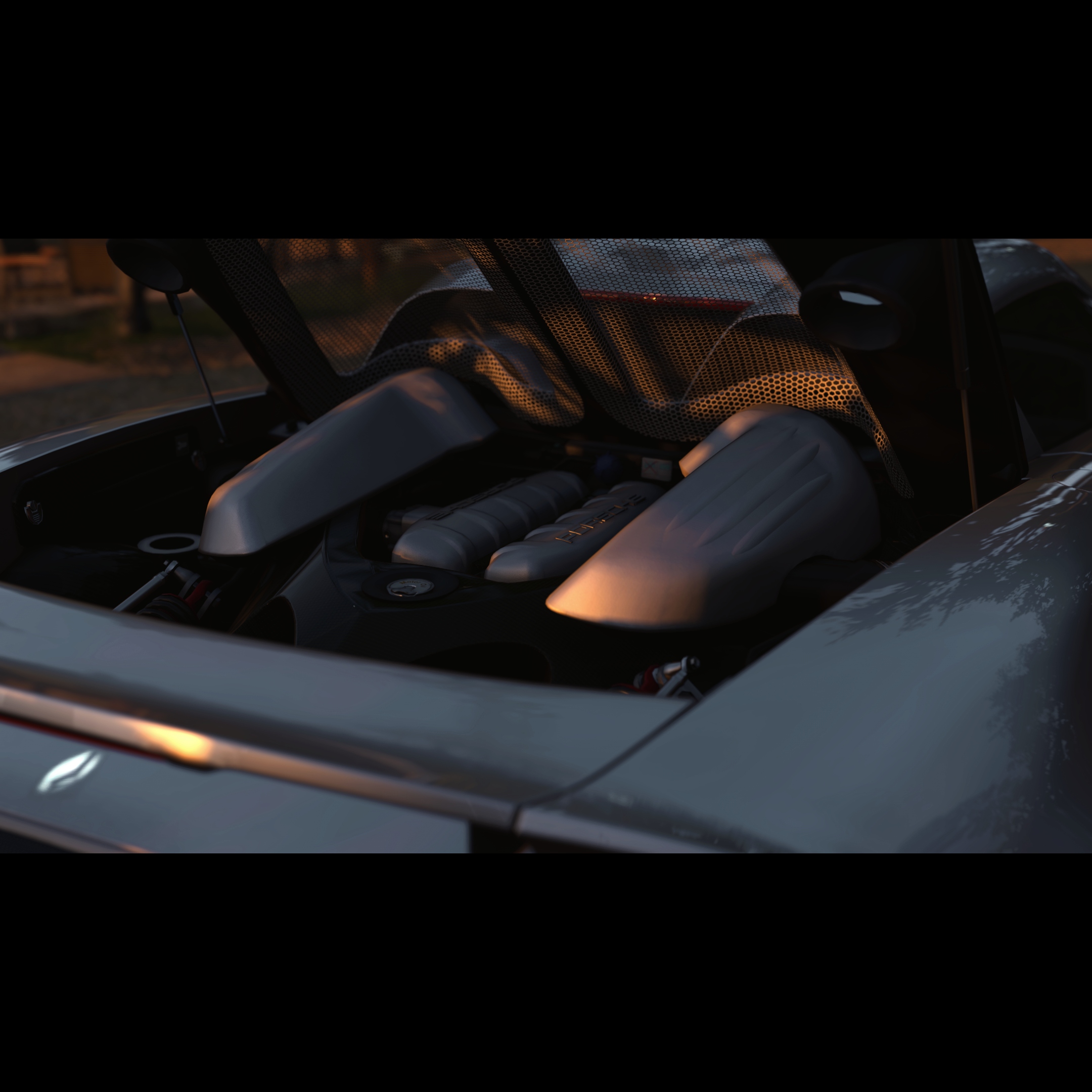 Forza Horizon 4 XboxOneX Video Games Screen Shot Porsche Carrera GT Engine Hood 2160x2160