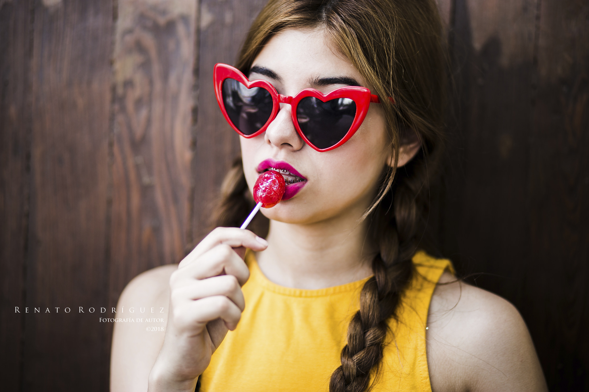 Renato Rodriguez Women Model Brunette Lollipop Braces Sunglasses Pigtails 2048x1365