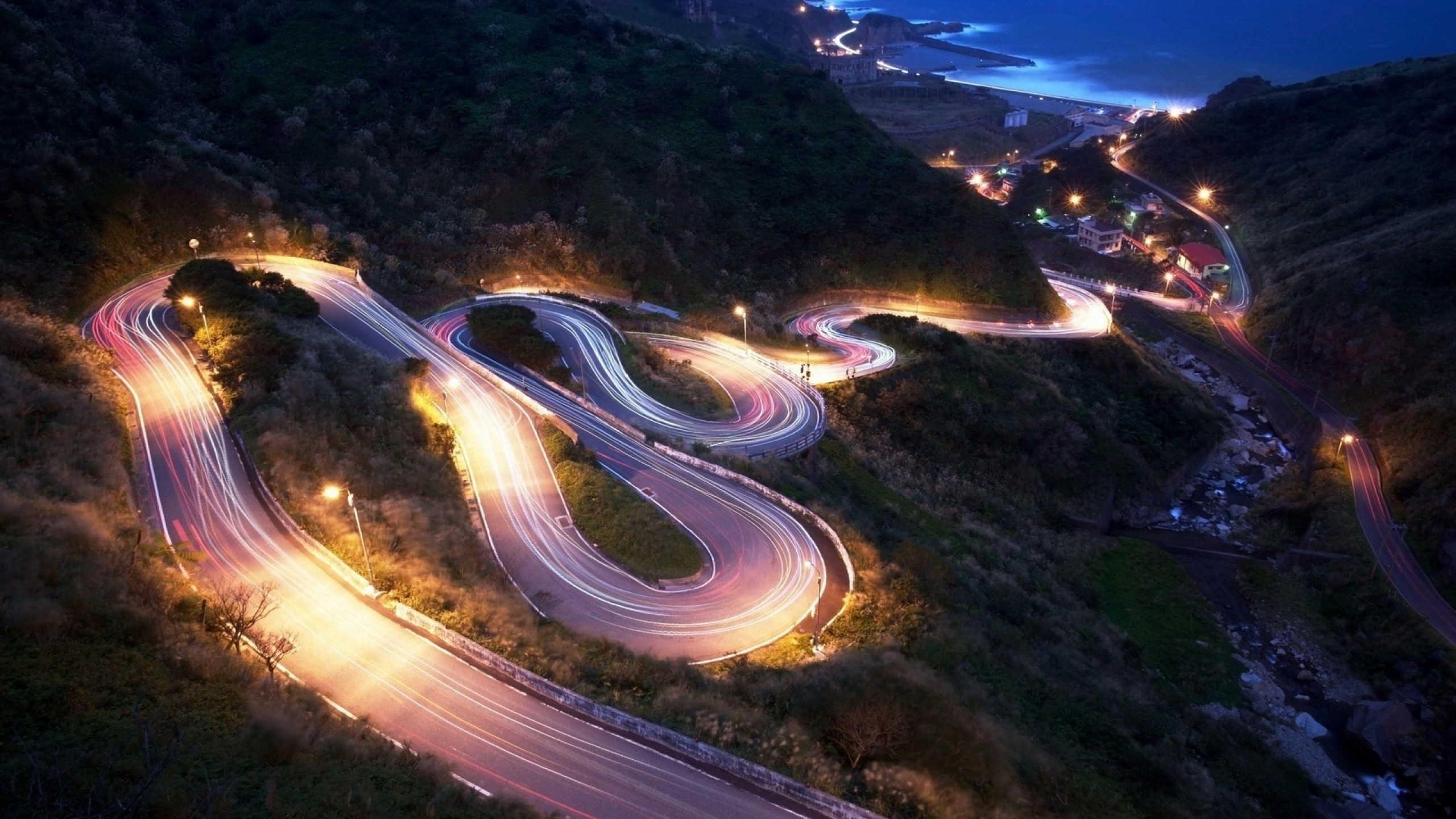 Road Hairpin Turns Landscape Mountains 2560x1440