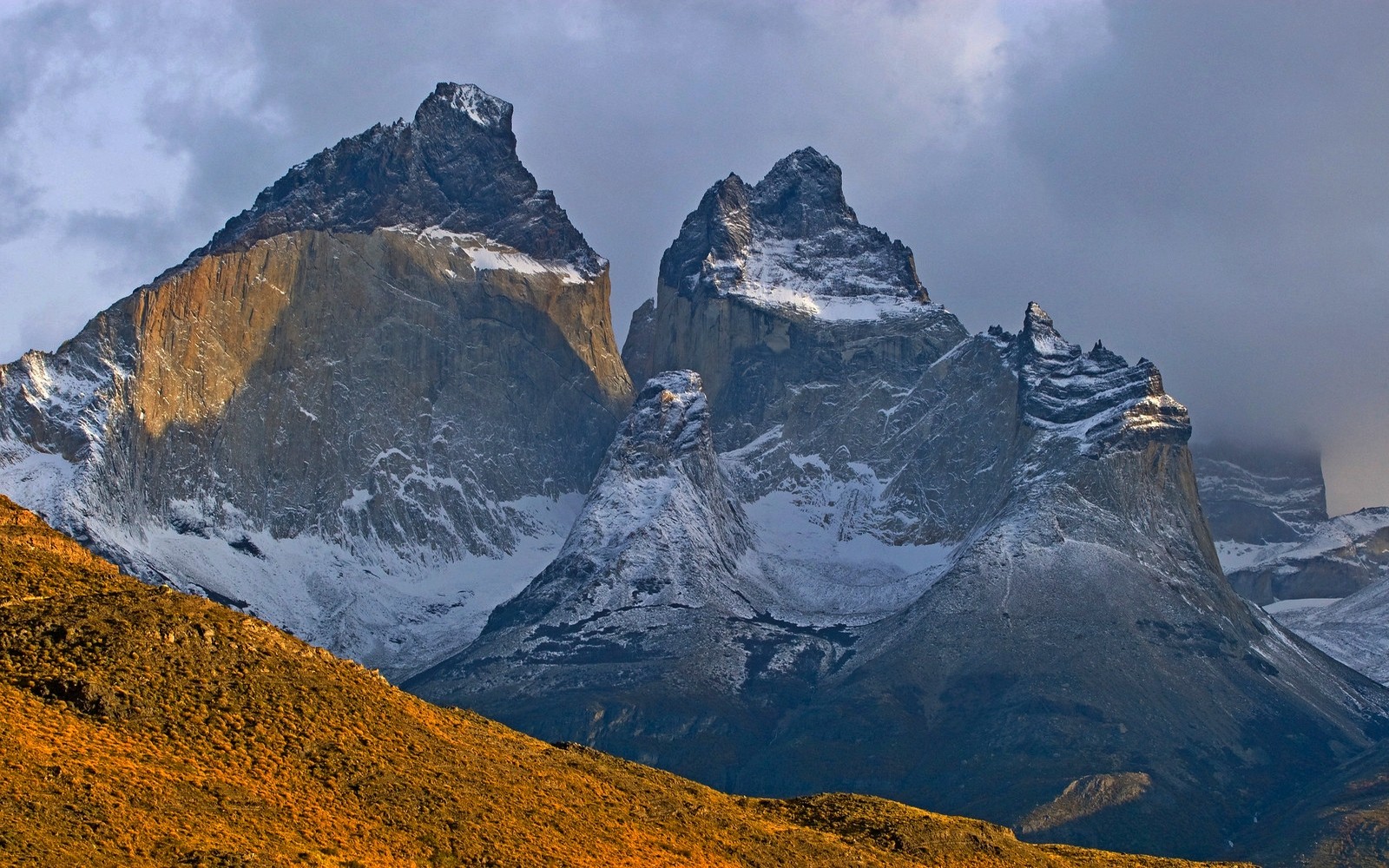 Nature Landscape Snowy Peak Torres Del Paine Mountains Chile Clouds 1600x1000