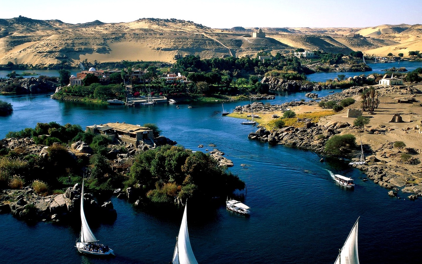 Landscape River Boat Nile 1440x900