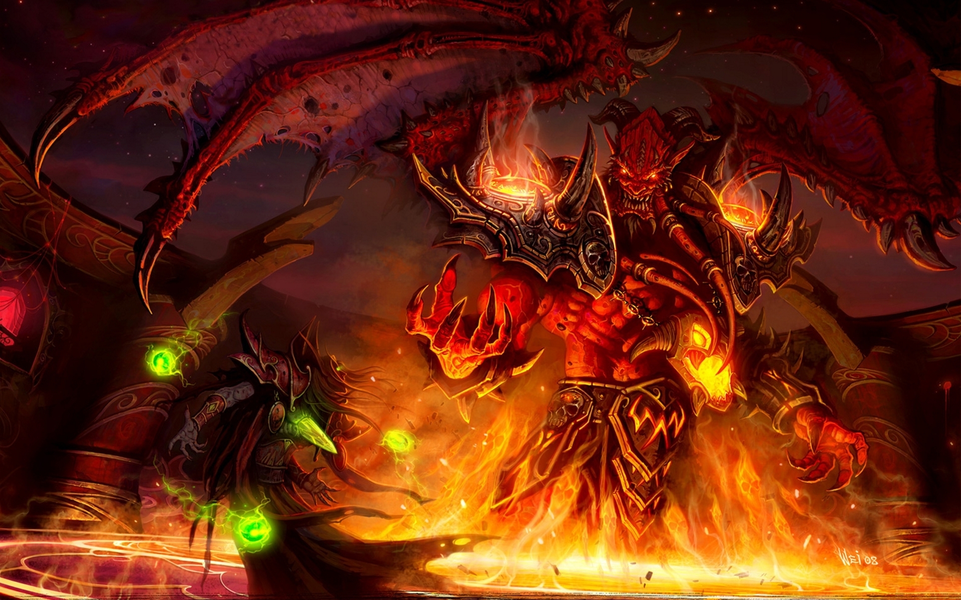 Warcraft Sunwell Blood Demon Fight World Of Warcraft Elf Monster Fire Magic Kaelthas Sunstrider Kilj 1920x1200