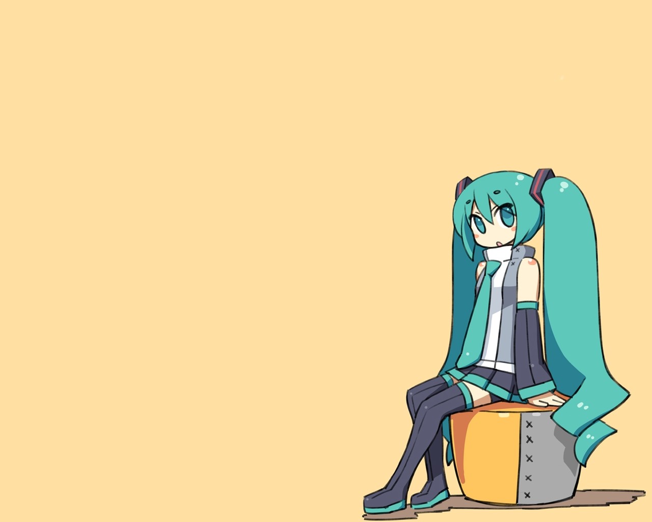 Hatsune Miku Anime Girls Long Hair Aqua Hair Skirt Twintails Wallpaper Resolution1280x1024 