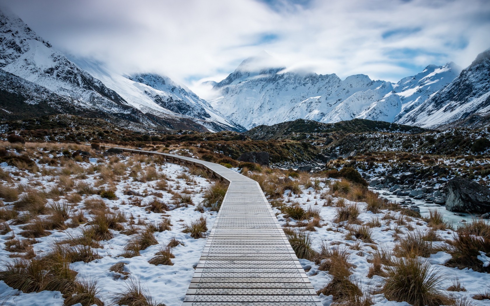 New Zealand Mount Cook Mountains Snowy Mountain Snow 1680x1050