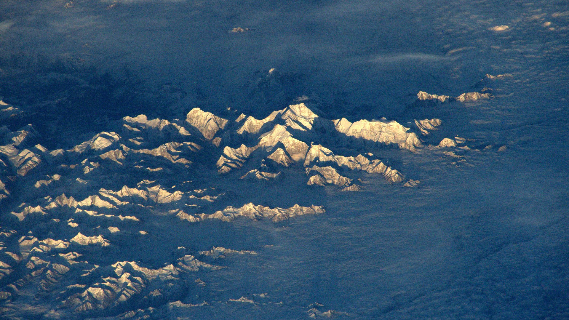 Earth Clouds Nature Snow Mountains Mount Everest Aerial View Terraces 1920x1080
