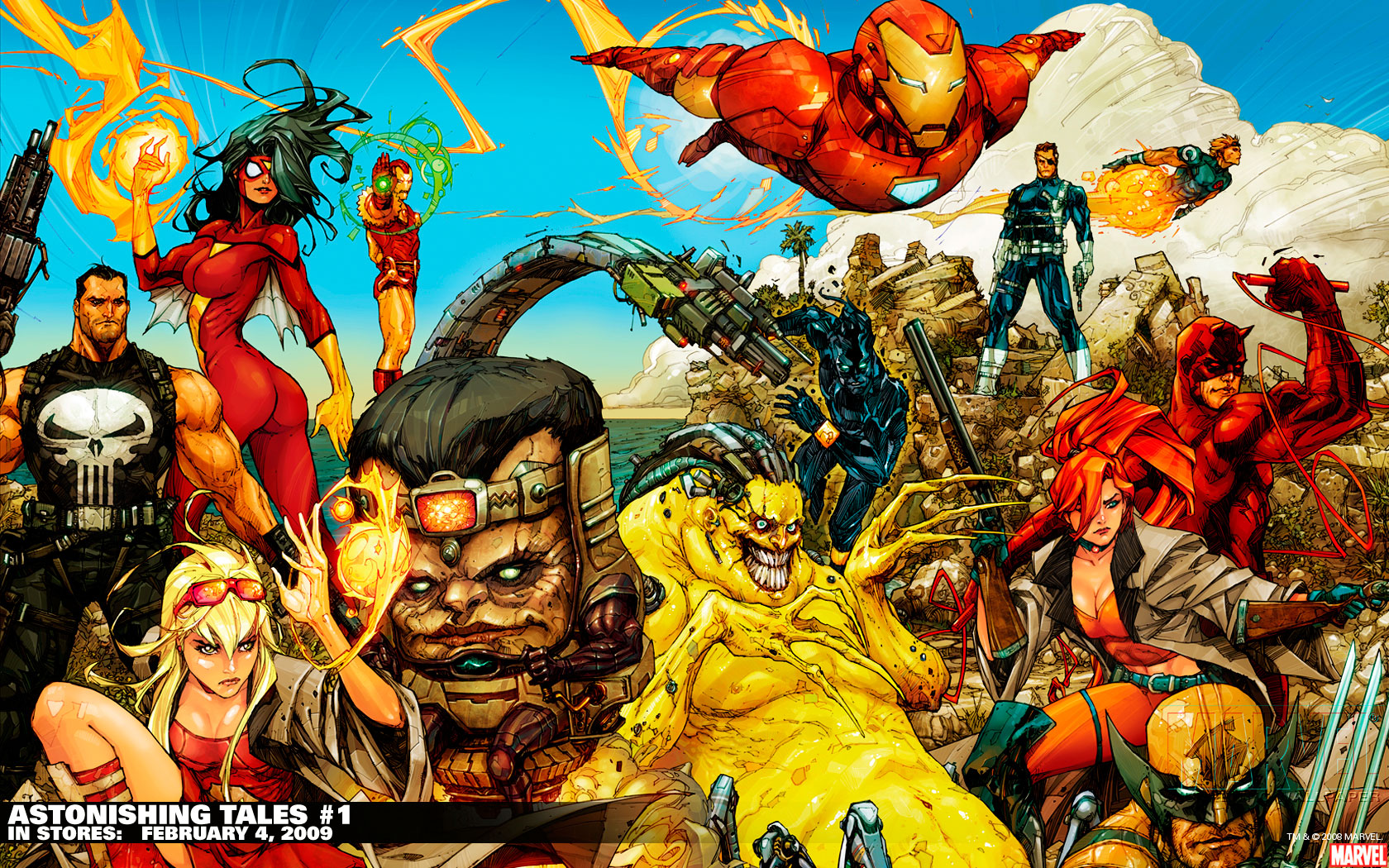 Punisher Spider Woman Iron Man Modok Marvel Comics Daredevil Wolverine 1680x1050