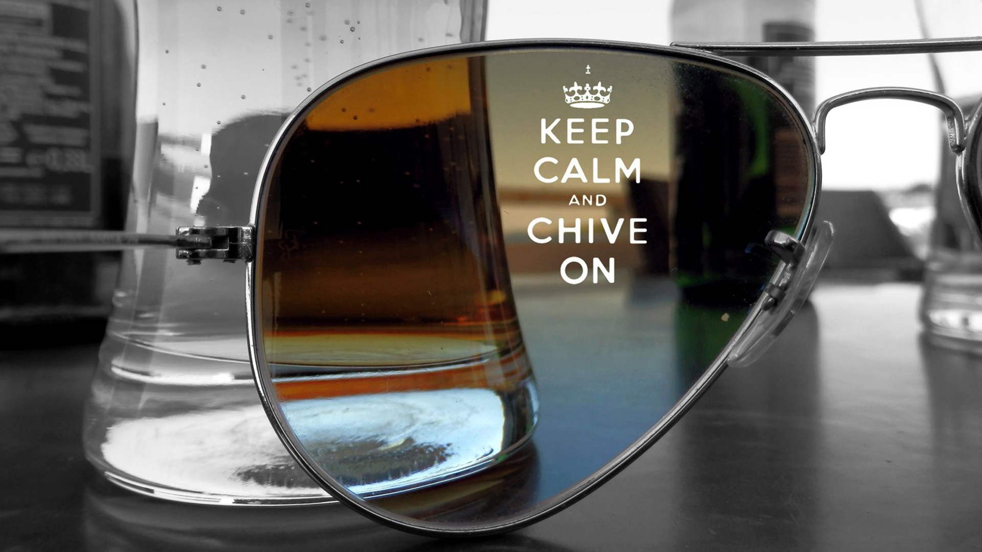 Sunglasses Keep Calm And Quote Selective Coloring Typography Digital Art 1920x1080
