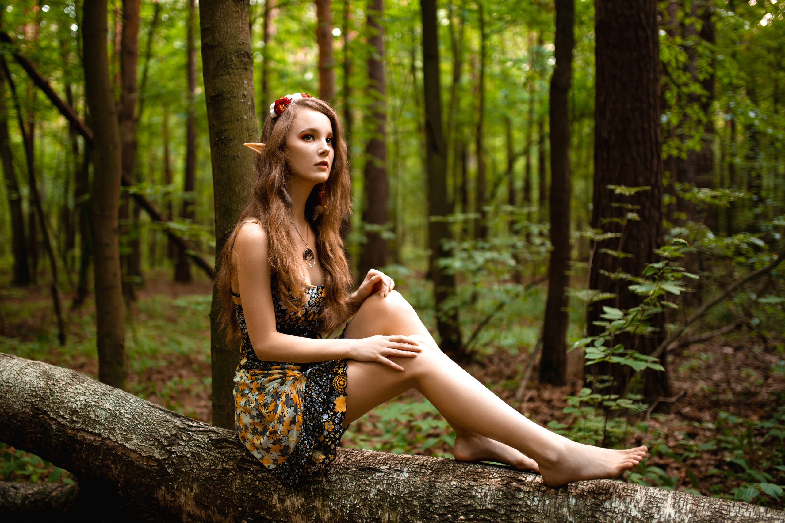 Ksana Stankevich Women Model Brunette Long Hair Looking Away Makeup Elves Fantasy Girl Pointy Ears C 2560x1707