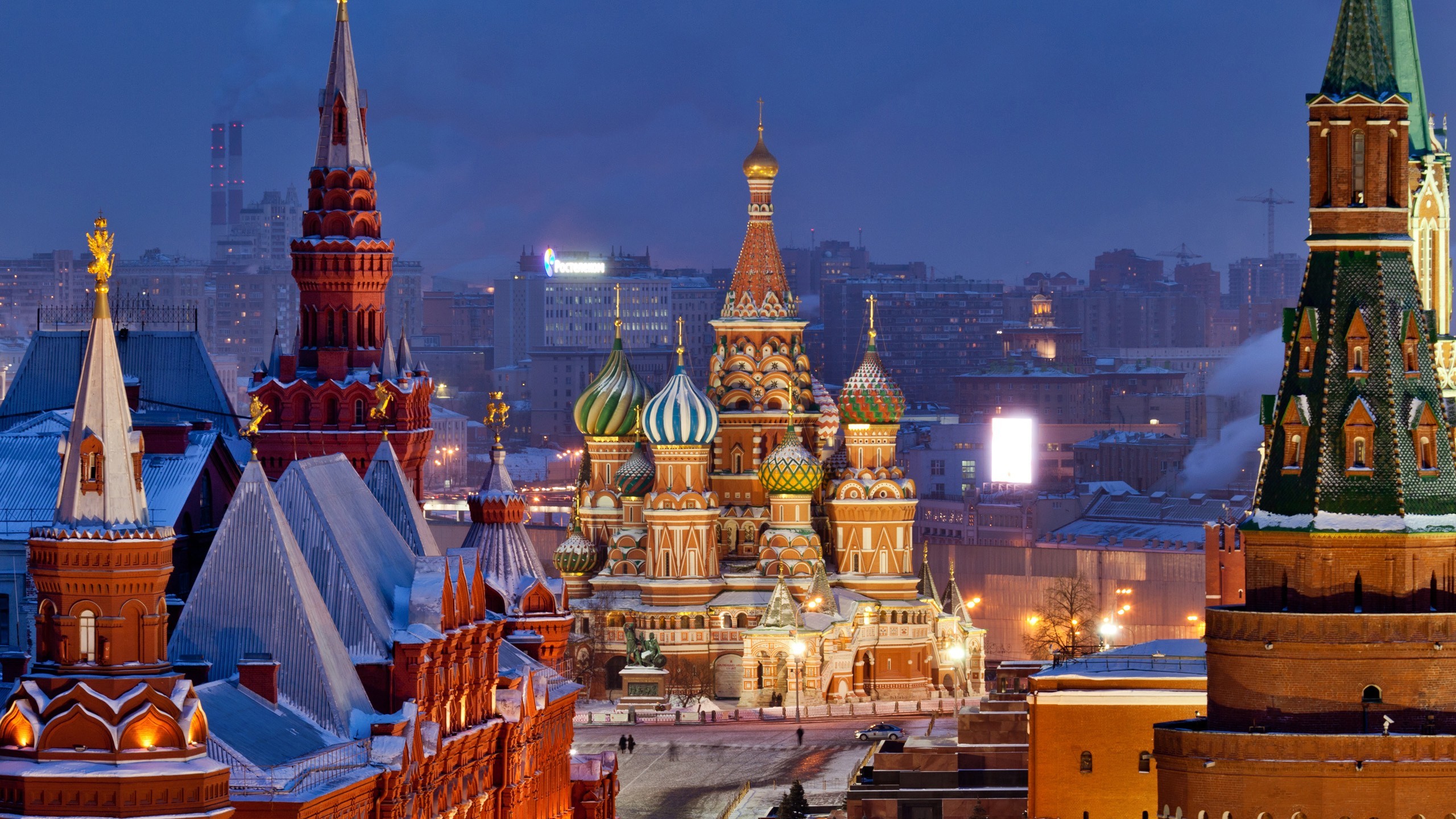 Moscow Russia Europe Church Kremlin City Cityscape Architecture Birds Eye View Building Rooftops Cap 2560x1440