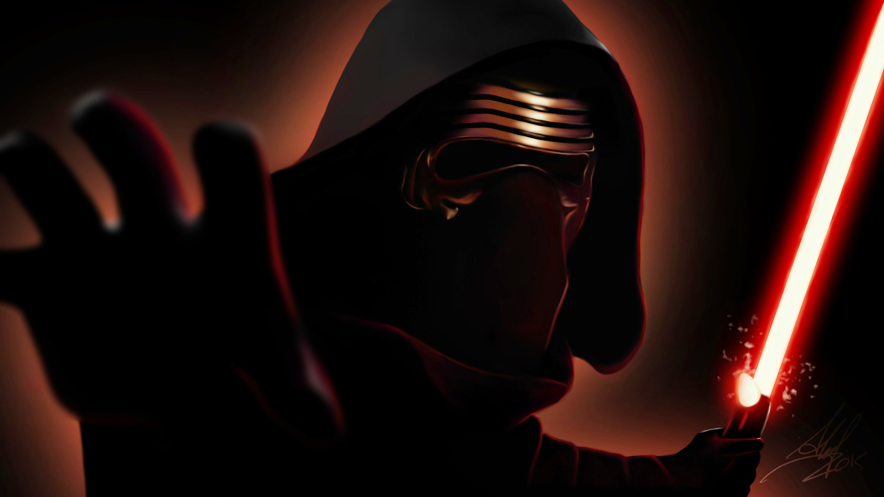 Kylo Ren Dark Star Wars The First Order Mask Lightsaber 2880x1620