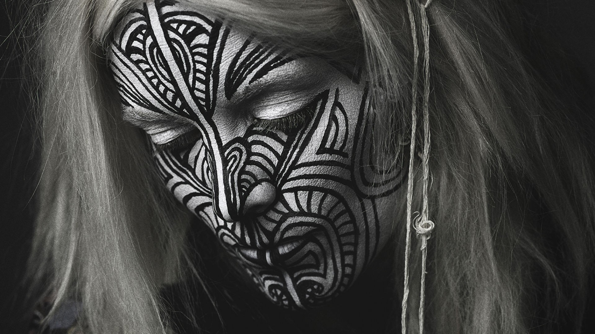 Face White Hair Sadness Tribal Face Paint 1920x1080