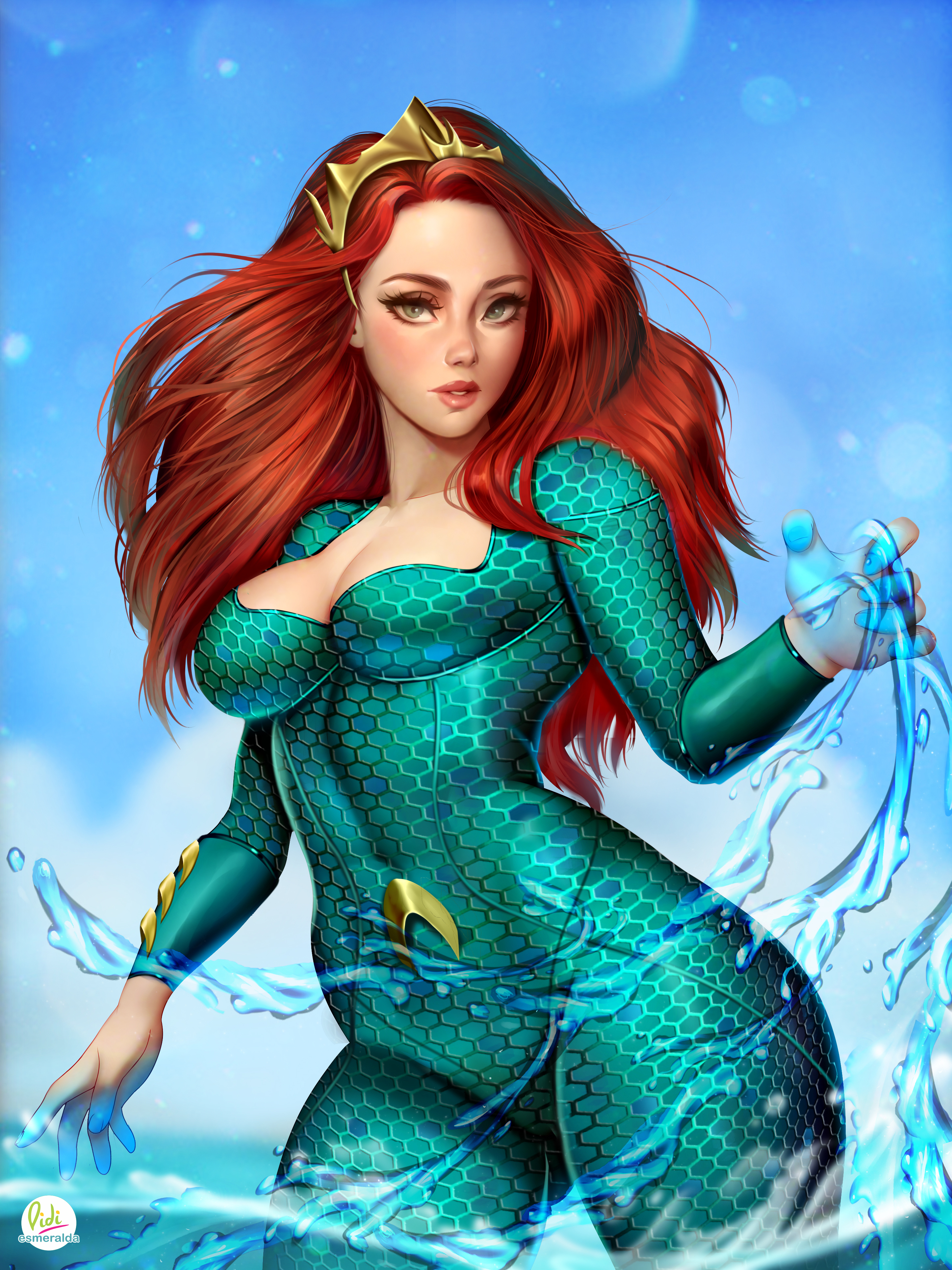 Mera Aquaman Comics DC Comics Superheroines Fantasy Girl Red Heels Long Hair Looking At Viewer Portr 2893x3858