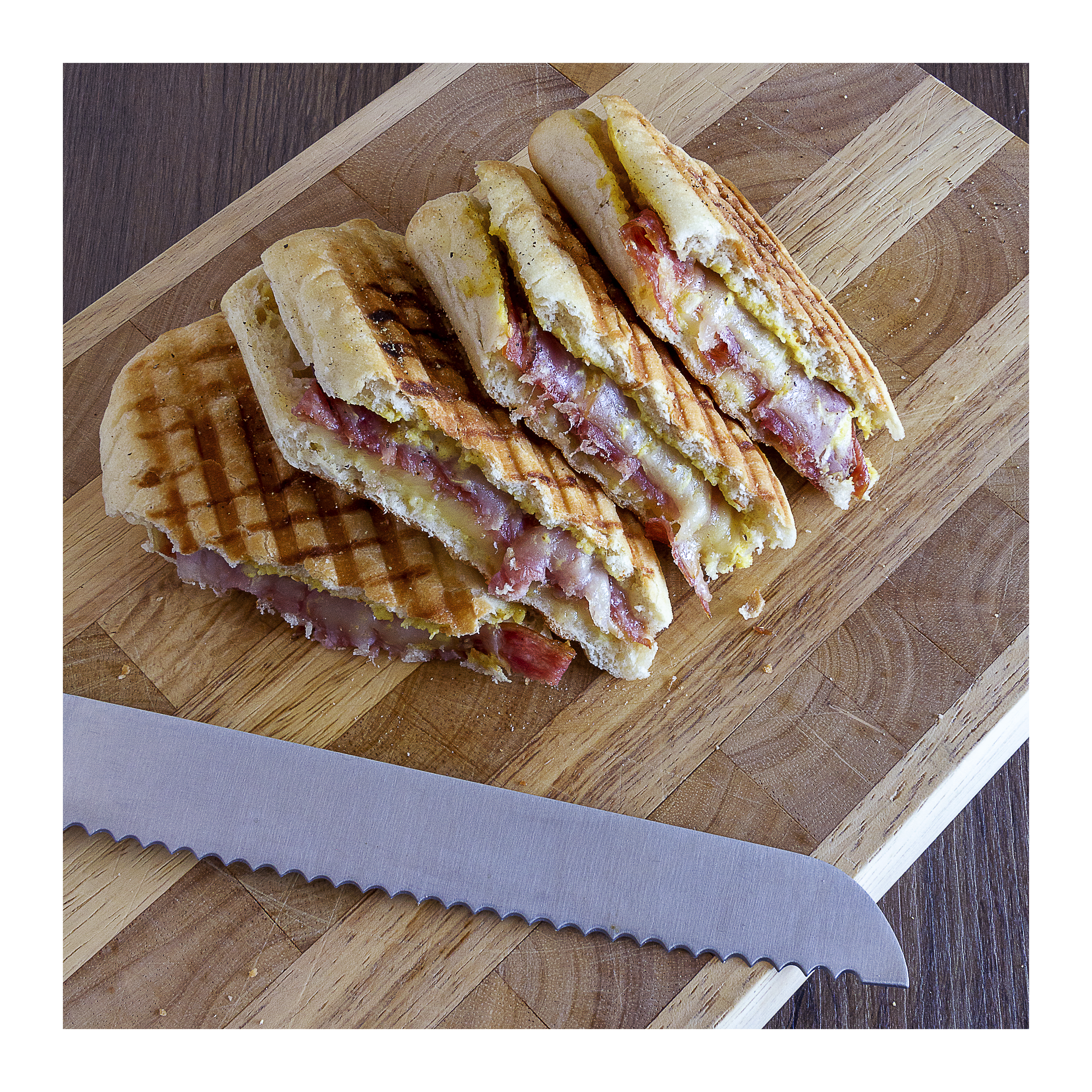 Panini Food Food Crumbs Lunch Meat Cheese Toast Cutting Board Wooden Surface Closeup Photography Spi 3906x3906