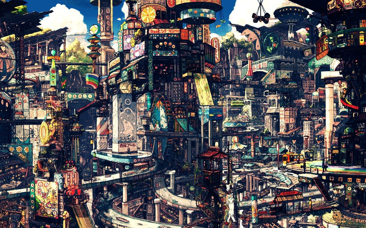 Digital Art Cityscape City Japanese Imperial Boy 1280x800