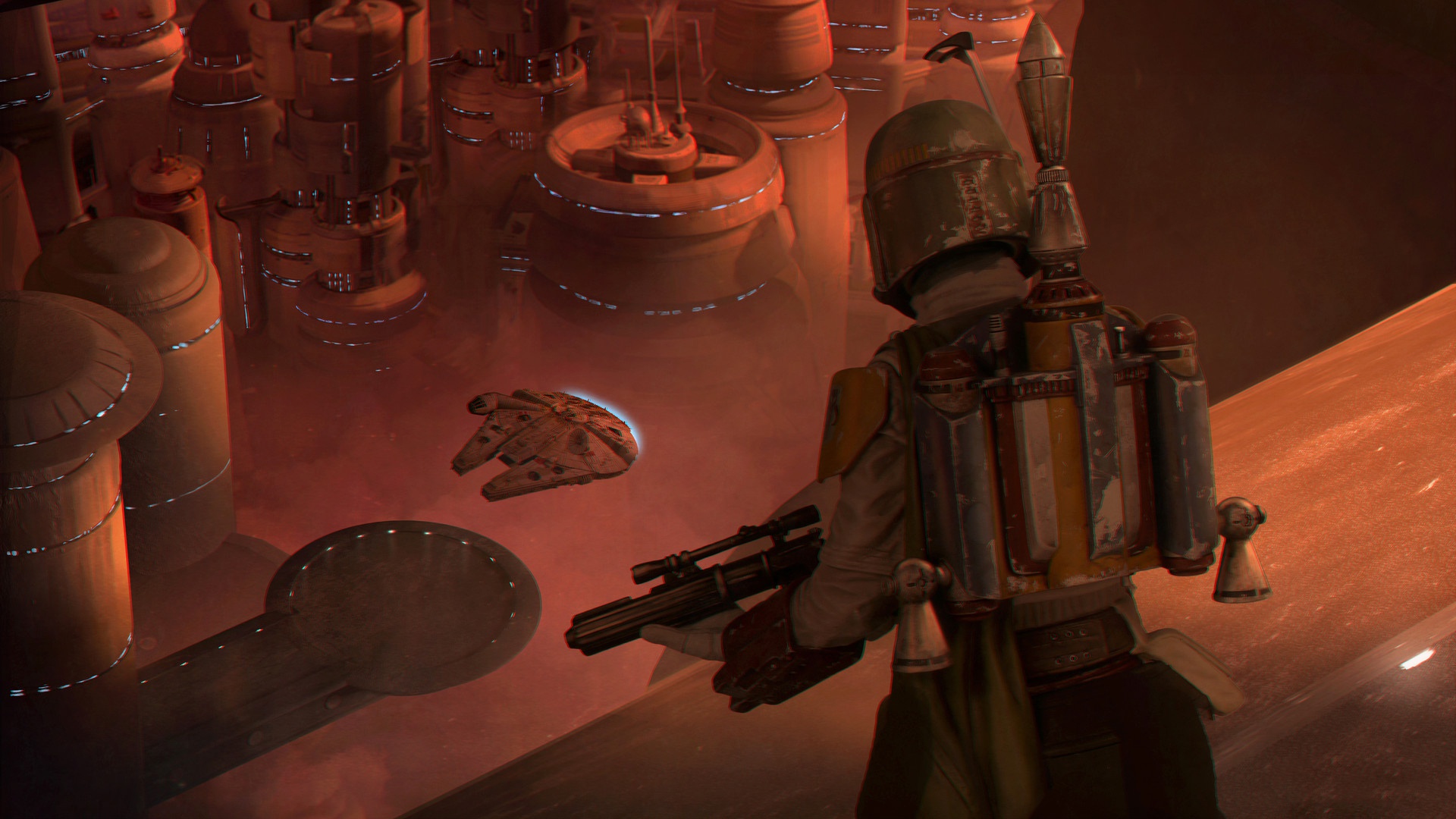 Boba Fett Star Wars Villains Bespin Millennium Falcon Artwork Science Fiction Star Wars 1920x1080