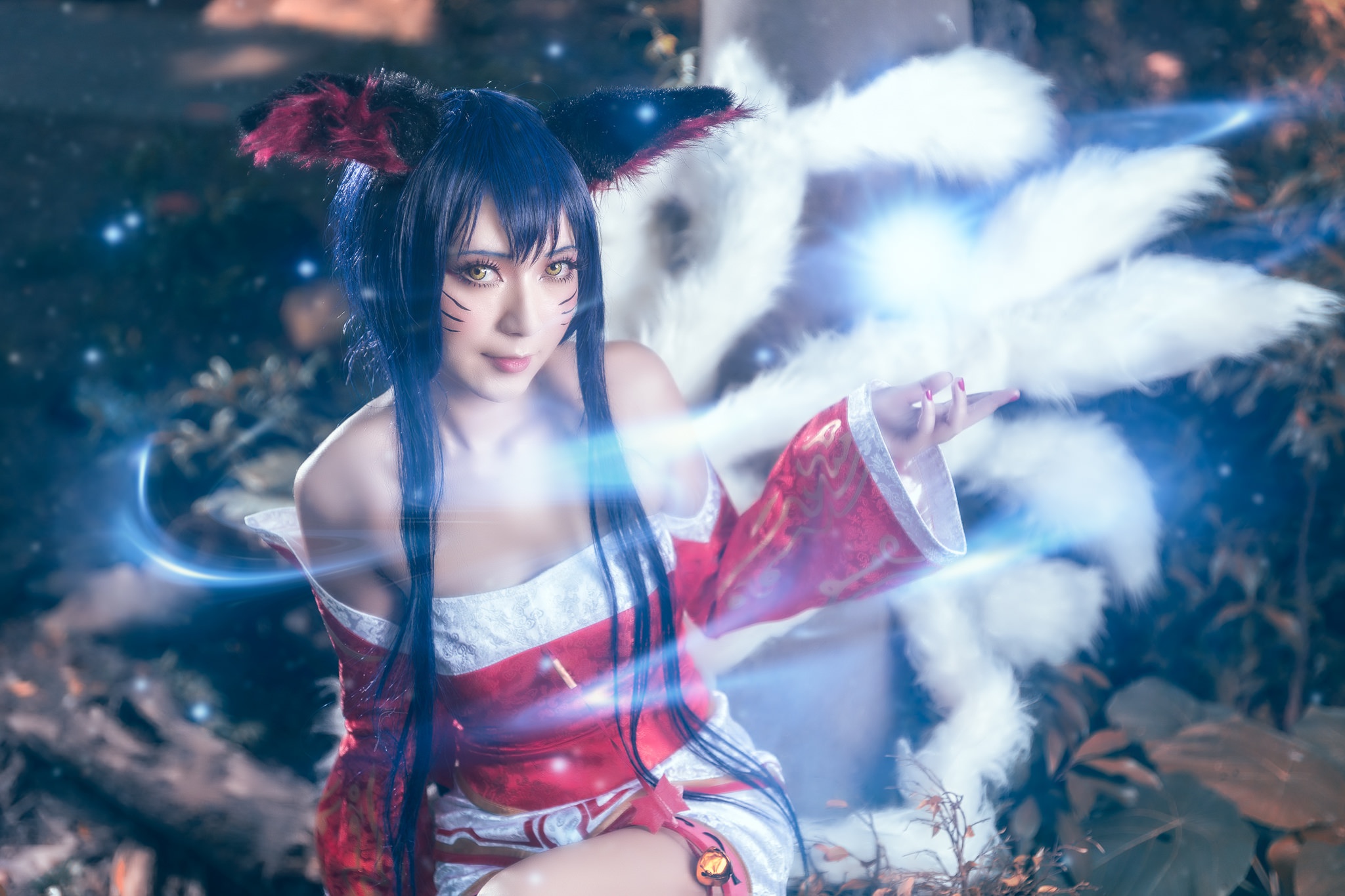Woman Girl Cosplay Ahri League Of Legends League Of Angels Yellow Eyes 2048x1365