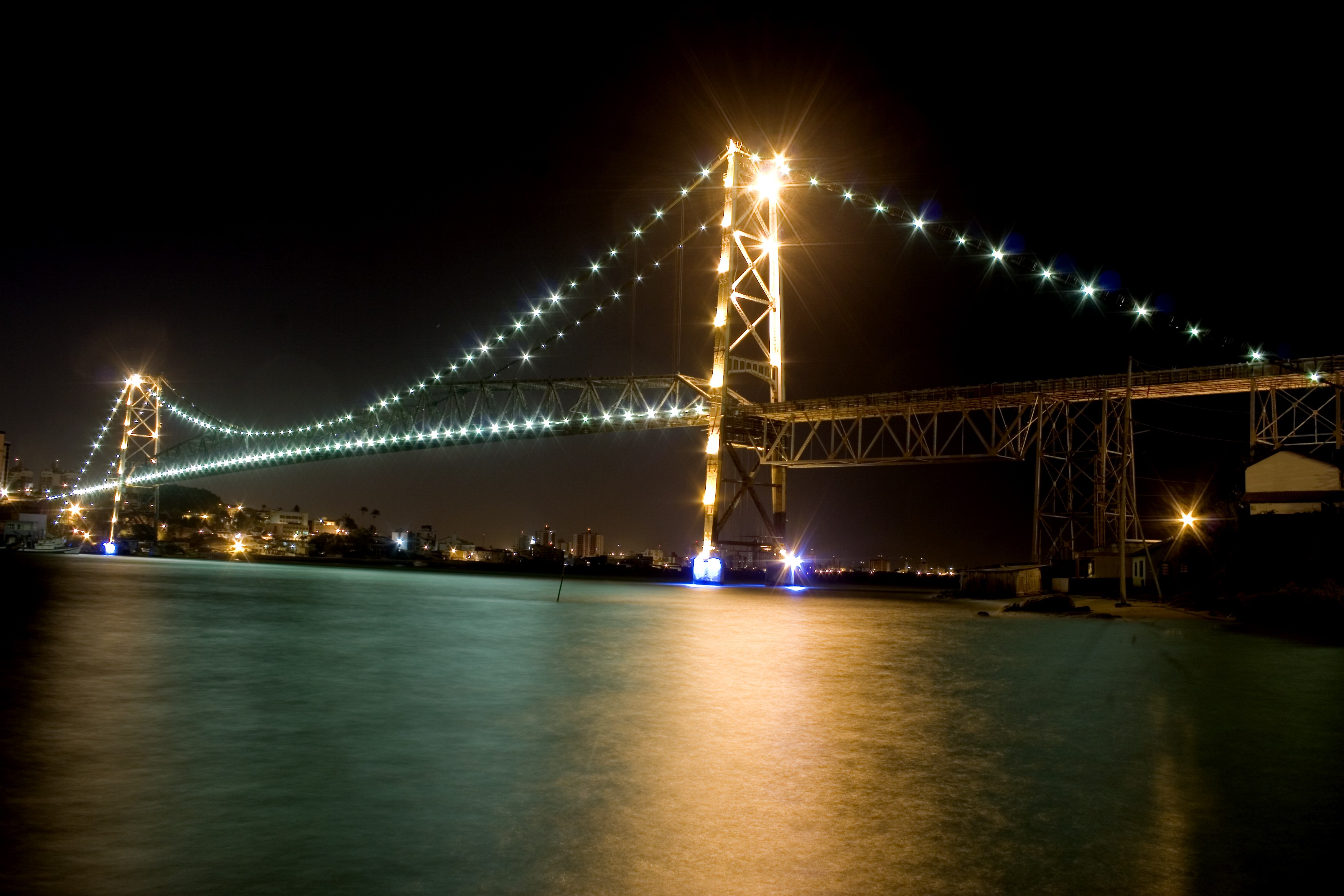 Bridge Night San Francisco Oakland Bay Bridge City Lights Suspension Bridge 3504x2336