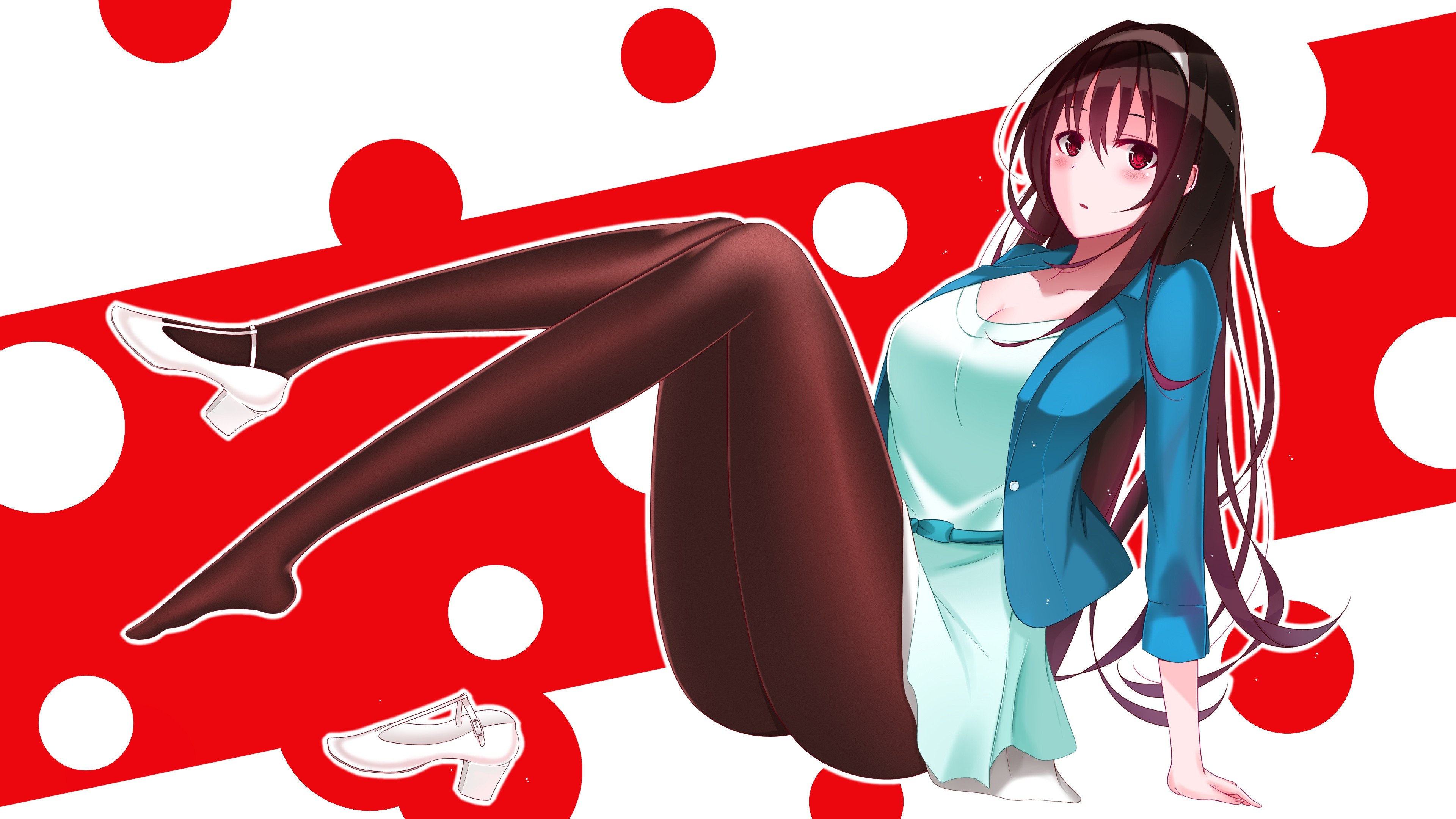 Anime Anime Girls Saenai Heroine No Sodatekata Kasumigaoka Utaha Feet Heels Long Hair Brunette Red E 3840x2160