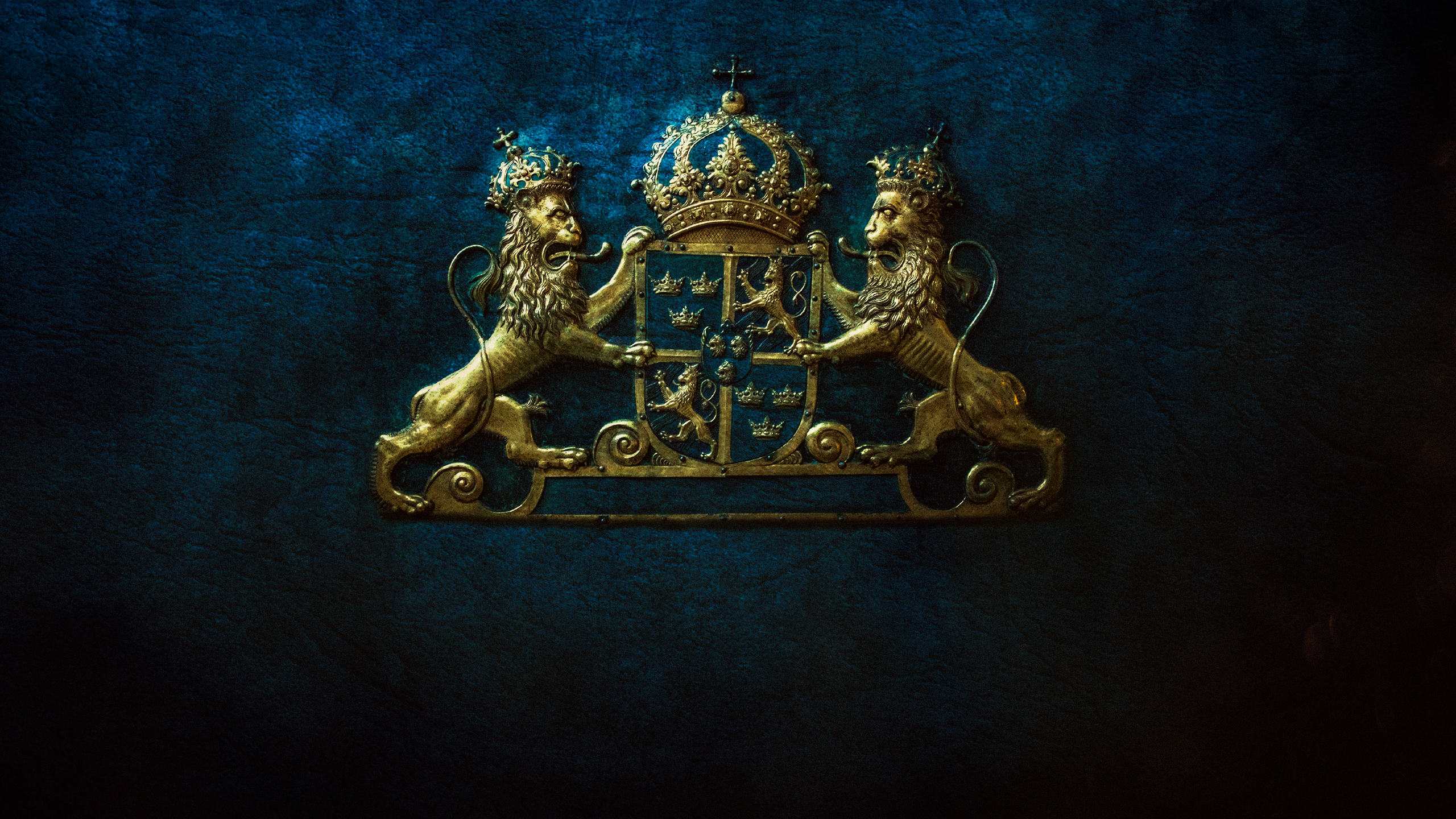 Coat Of Arms Sweden Lion Shield Celestial 2560x1440