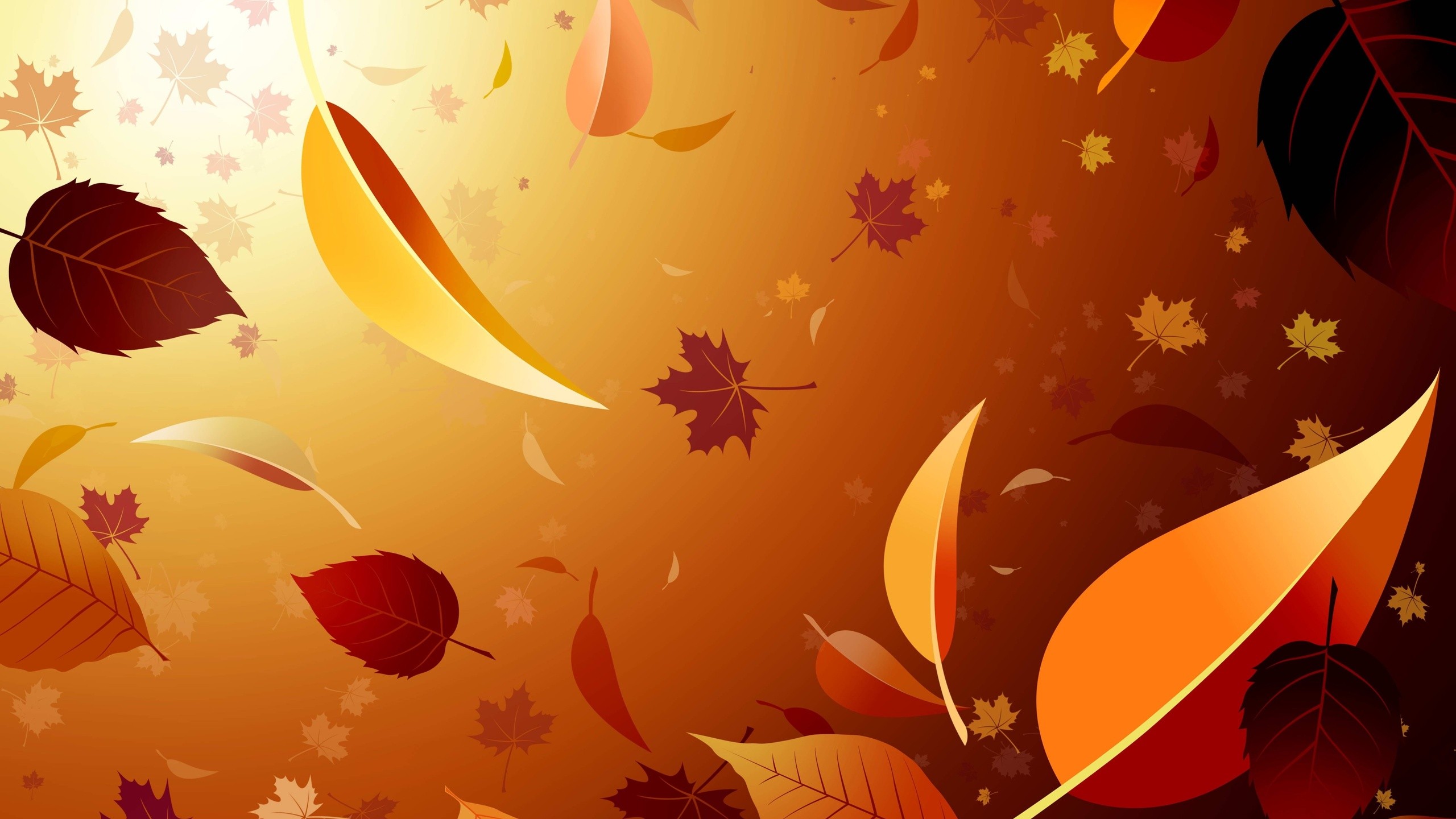 Digital Art Brown CGi Leaves Maple Leaves Fall Minimalism 2560x1440