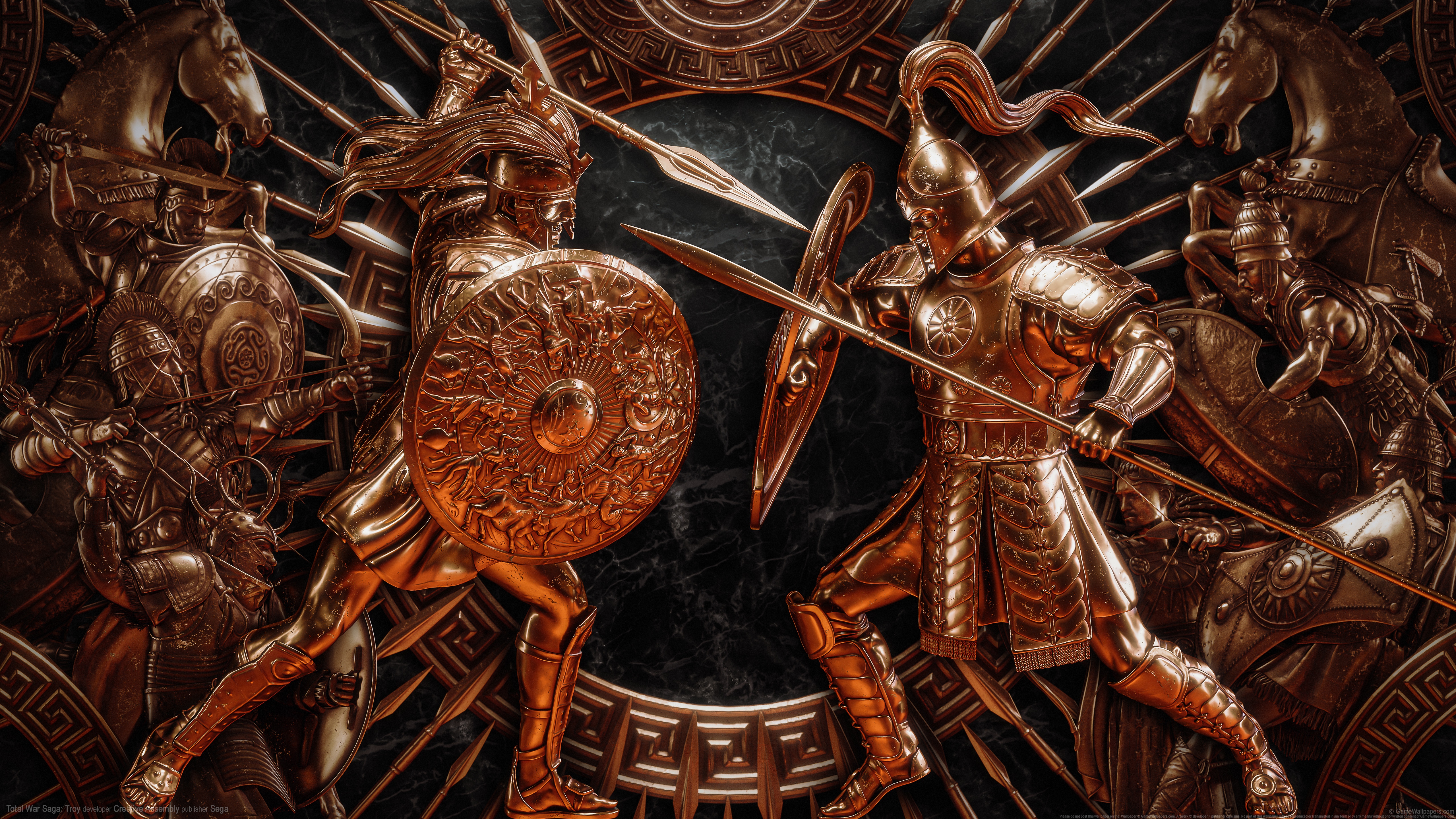 Total War Saga TROY Video Games Ancient Greece Digital Art Video Game Art Shield Spear Spartans Hors 5120x2880