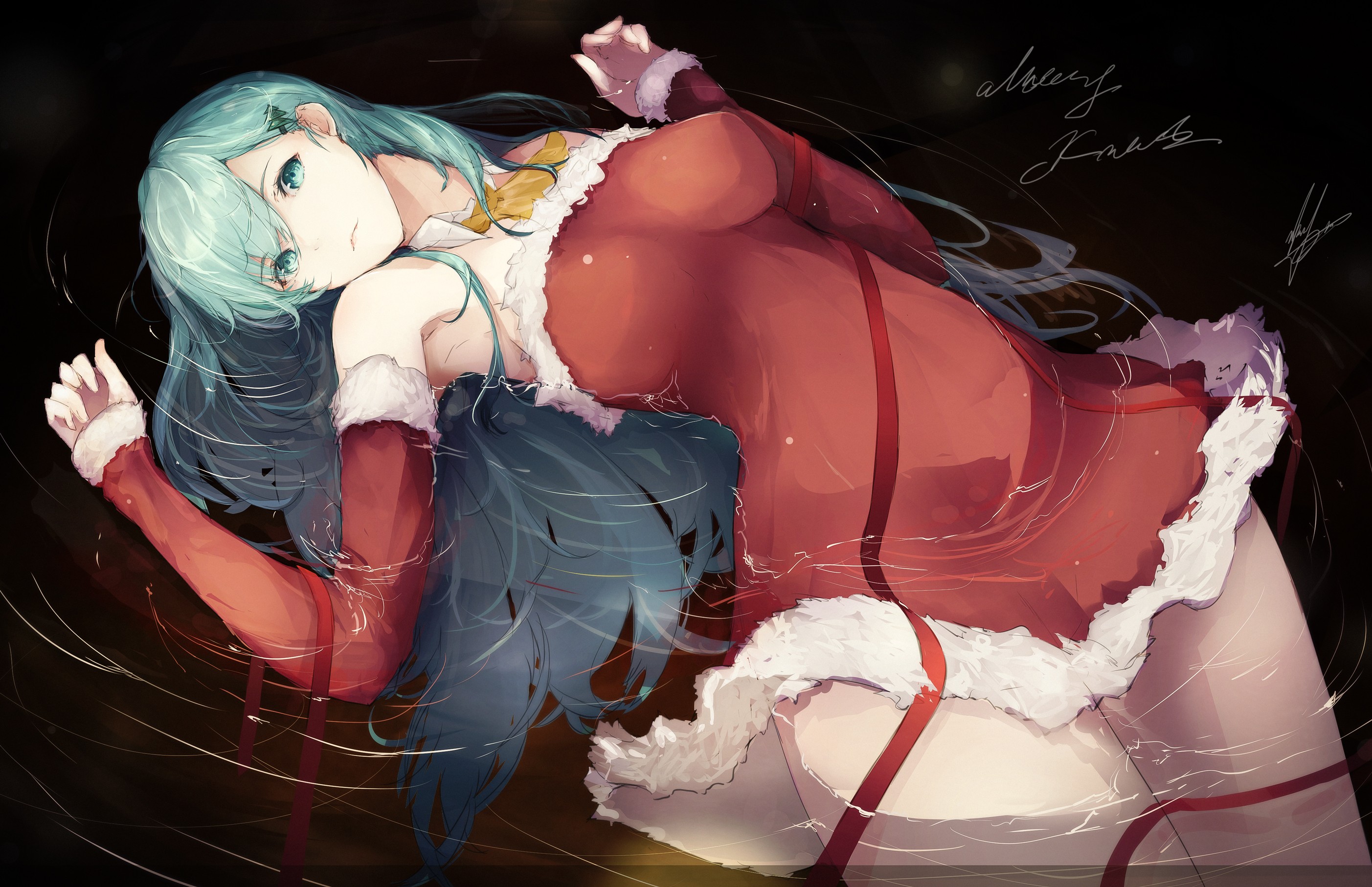 Kantai Collection Suzuya KanColle Anthropomorphism Christmas Ribbon Santa Costume 2805x1814