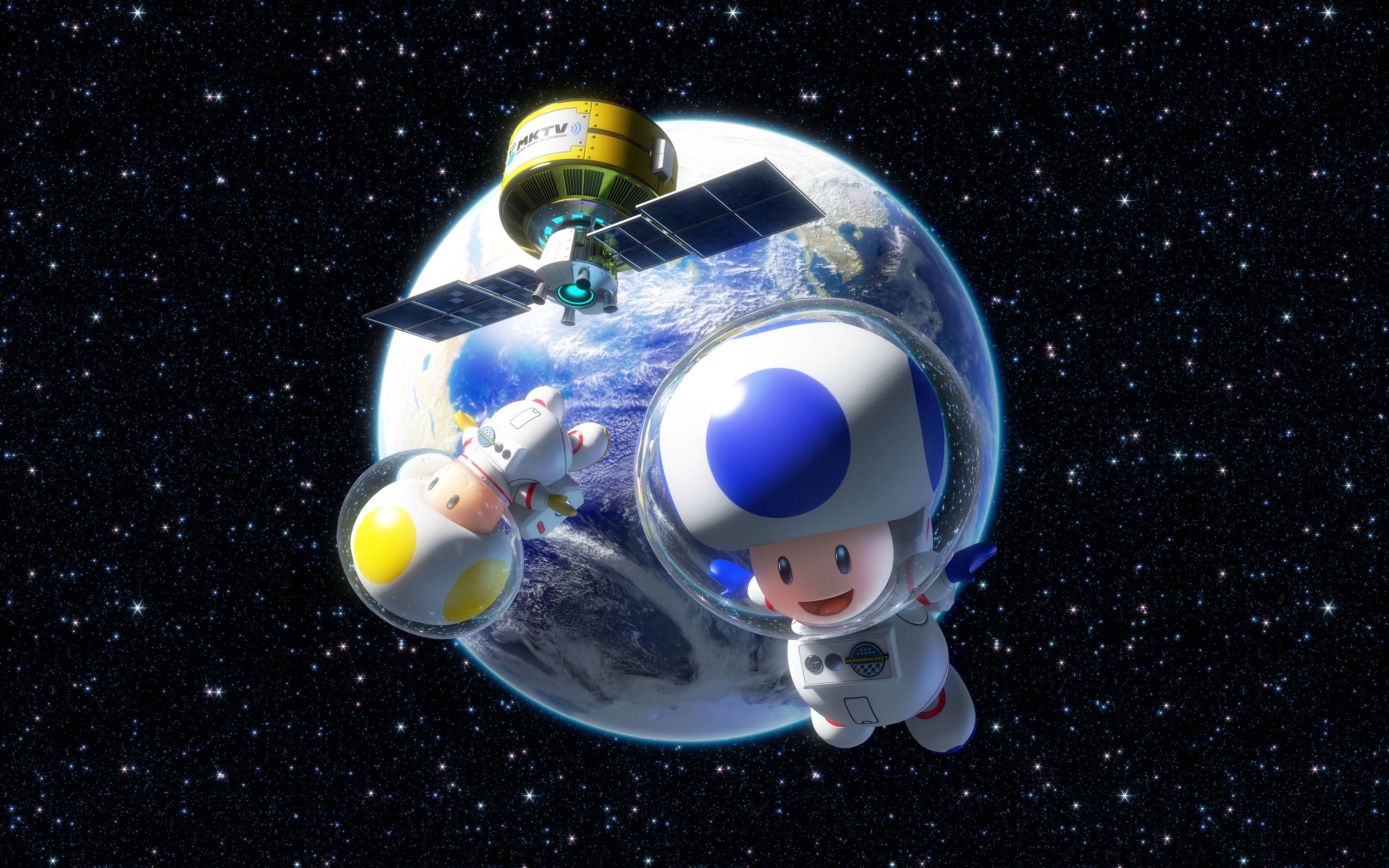 Toad Character Space Video Games Mario Kart 8 Nintendo Astronaut Earth Mario Kart 3840x2400