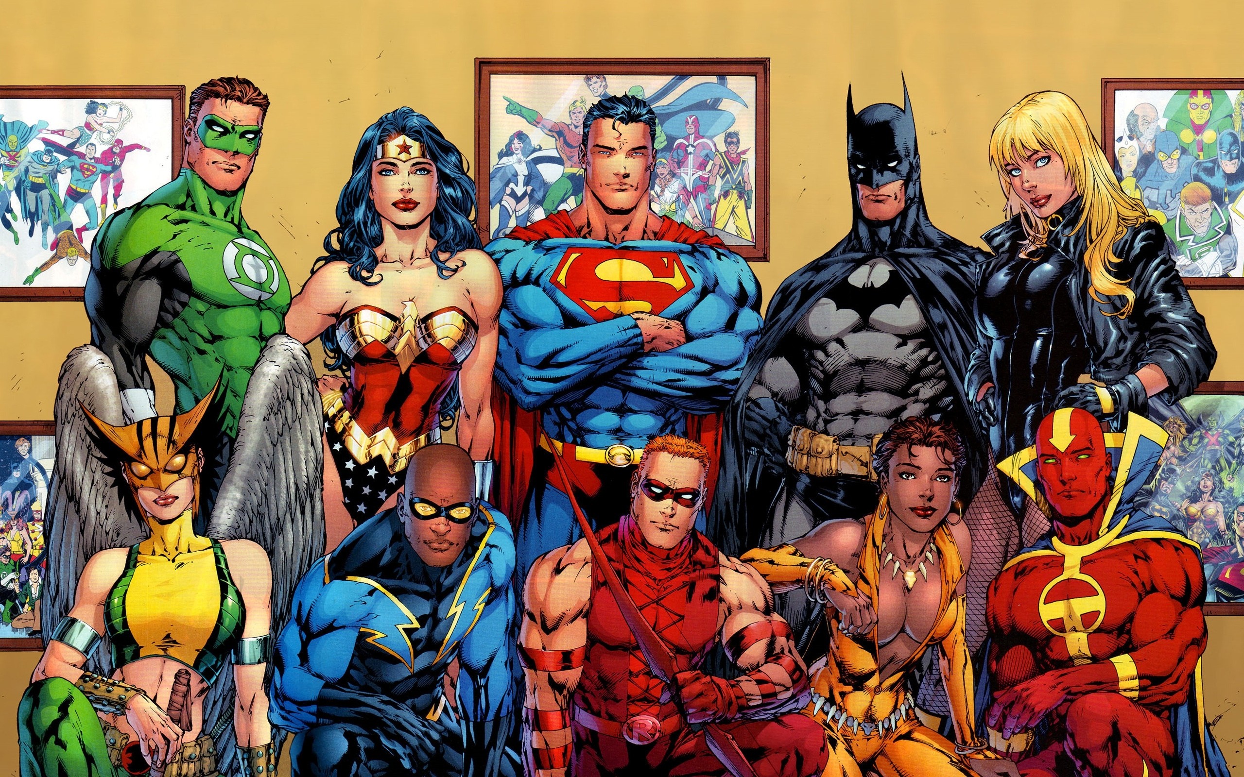 Green Lantern Wonder Woman Superman Batman Hawkgirl Black Canary Red Tornado Vixen DC Comics Red Arr 2560x1600