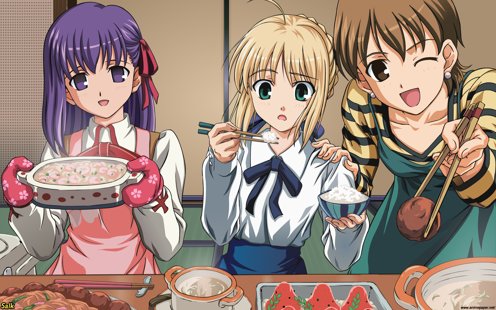 Fate Stay Night Saber Fate Series Taiga Fujimura Sakura Matou Todays Menu For The Emiya Family 1920x1200