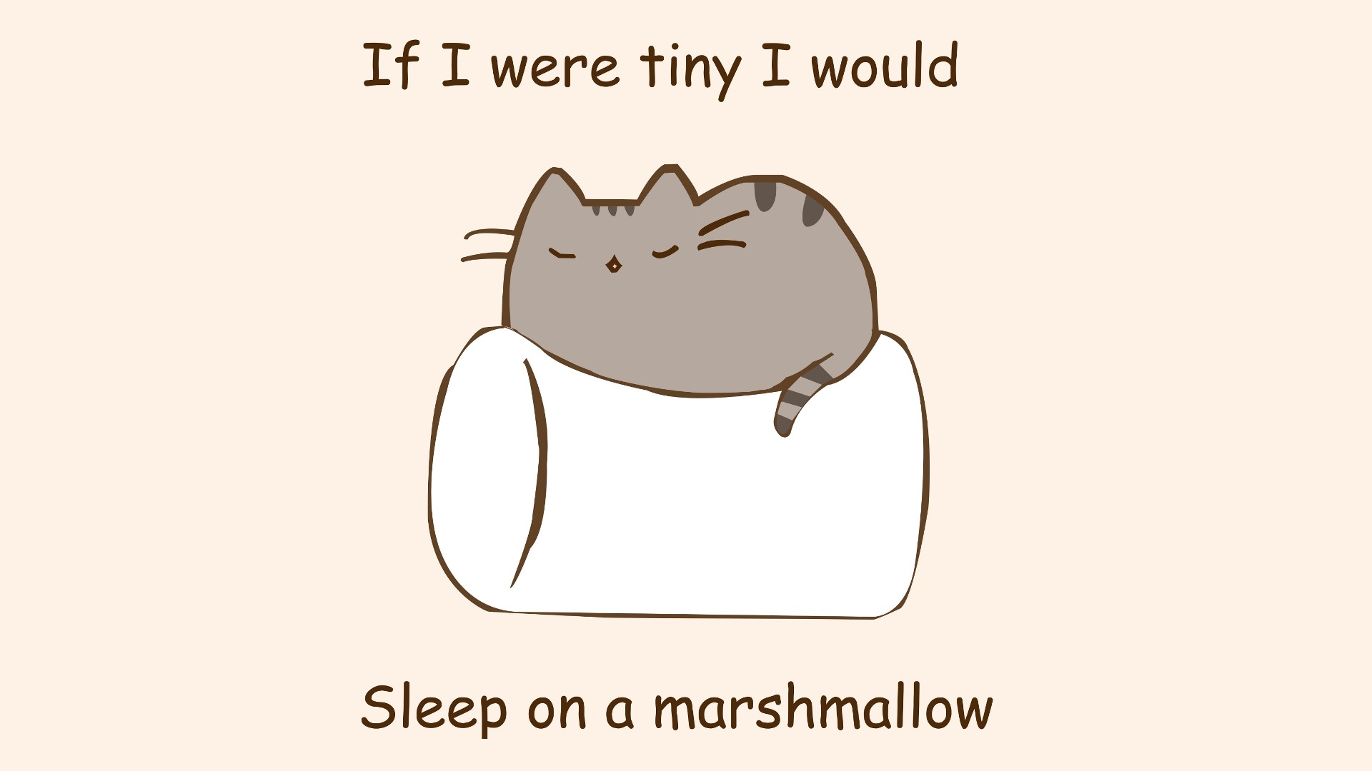 Humor Marshmallows Quote Cats Cats Artwork Beige Beige Background 1920x1080