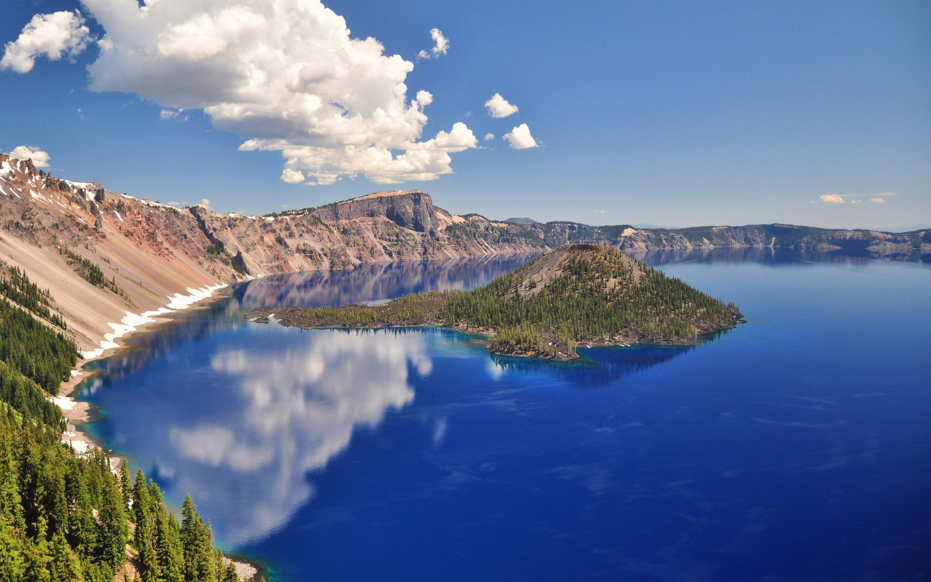 Crater Lake Oregon Crater Lake Lake Oregon Nature Reflection Sky Clouds 1920x1200