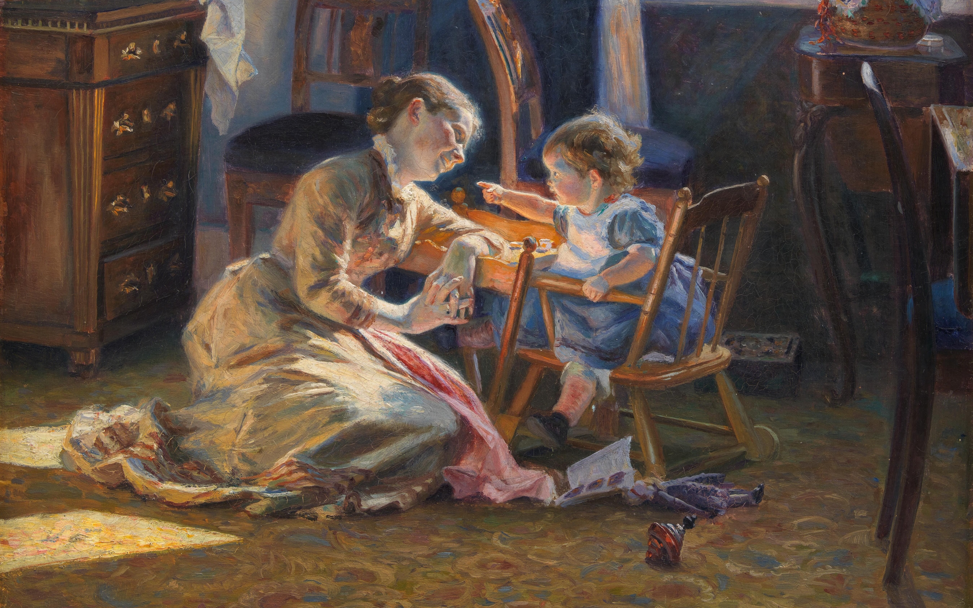 1888 Year Artwork Painting Children Baby Mother Viggo Pedersen 3840x2400