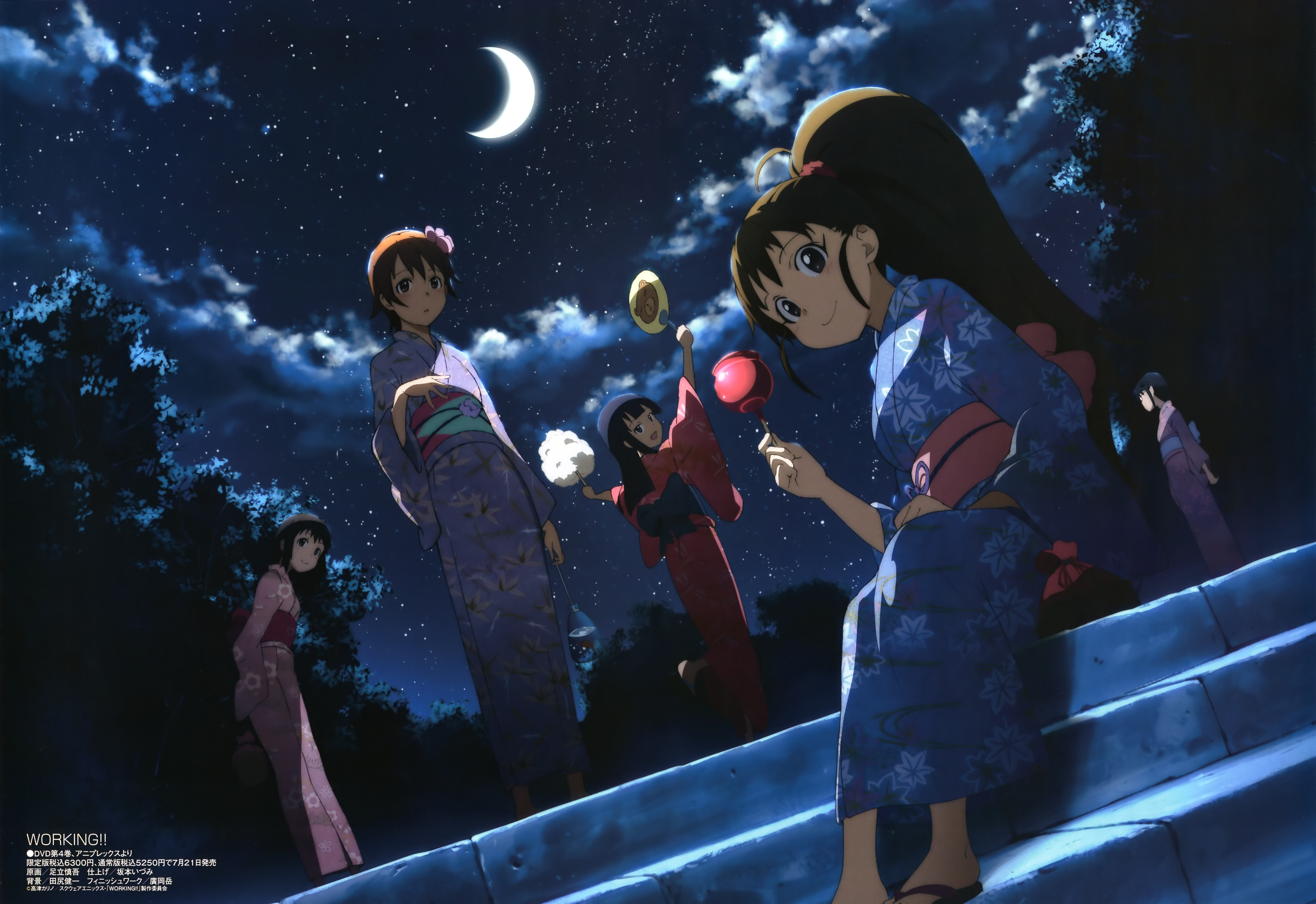 Aoi Yamada Popura Taneshima Starry Sky Moon Yukata Mahiru Inami Nazuna Takanashi 5931x4076