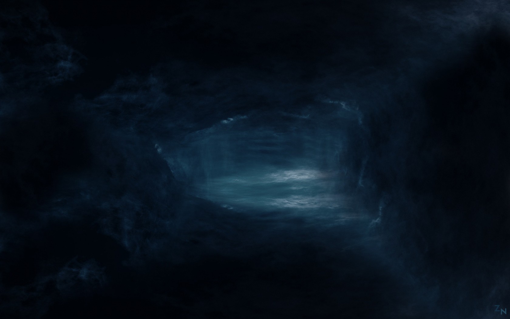 Dark Blue Cave Scarry Sky Planet White Red Disaster 1680x1050