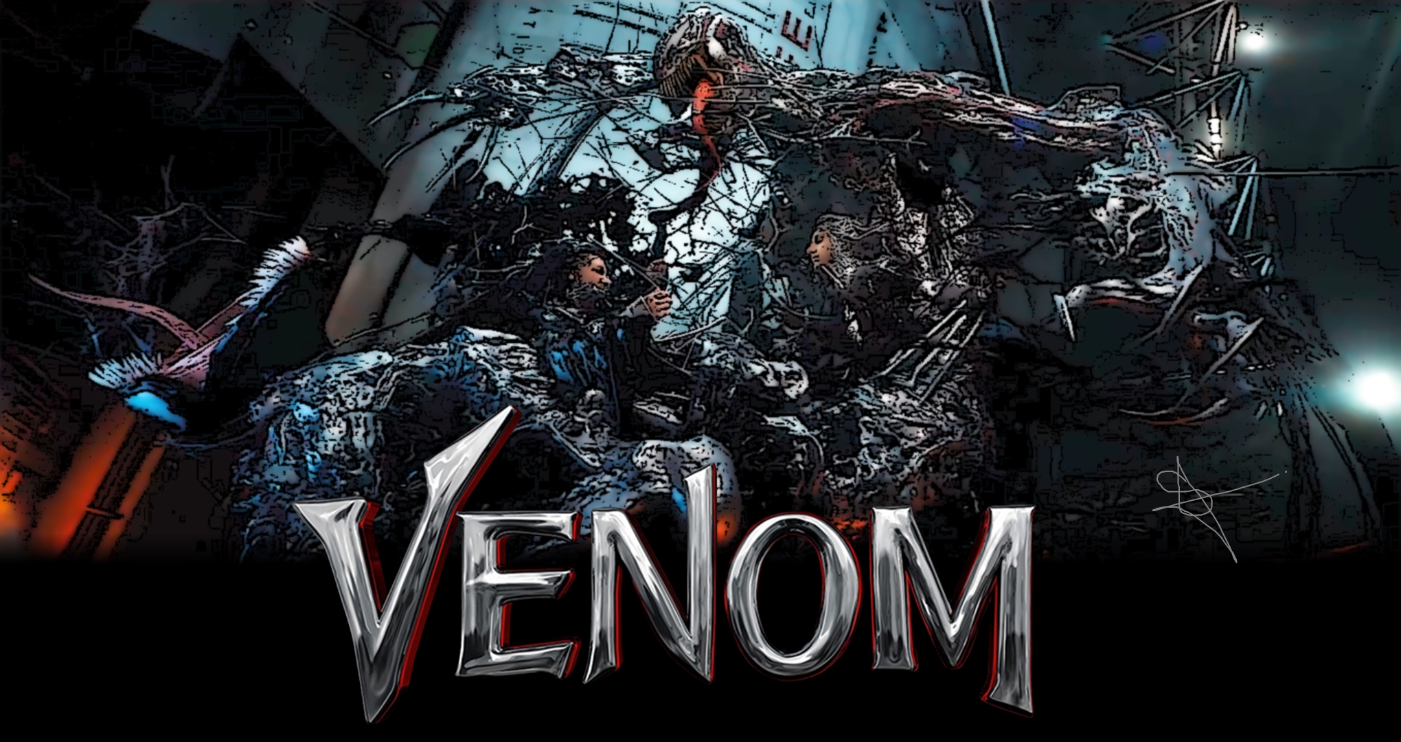 Venom Sony Symbiote Teeth Tom Hardy Riot Symbiote 2040x1080