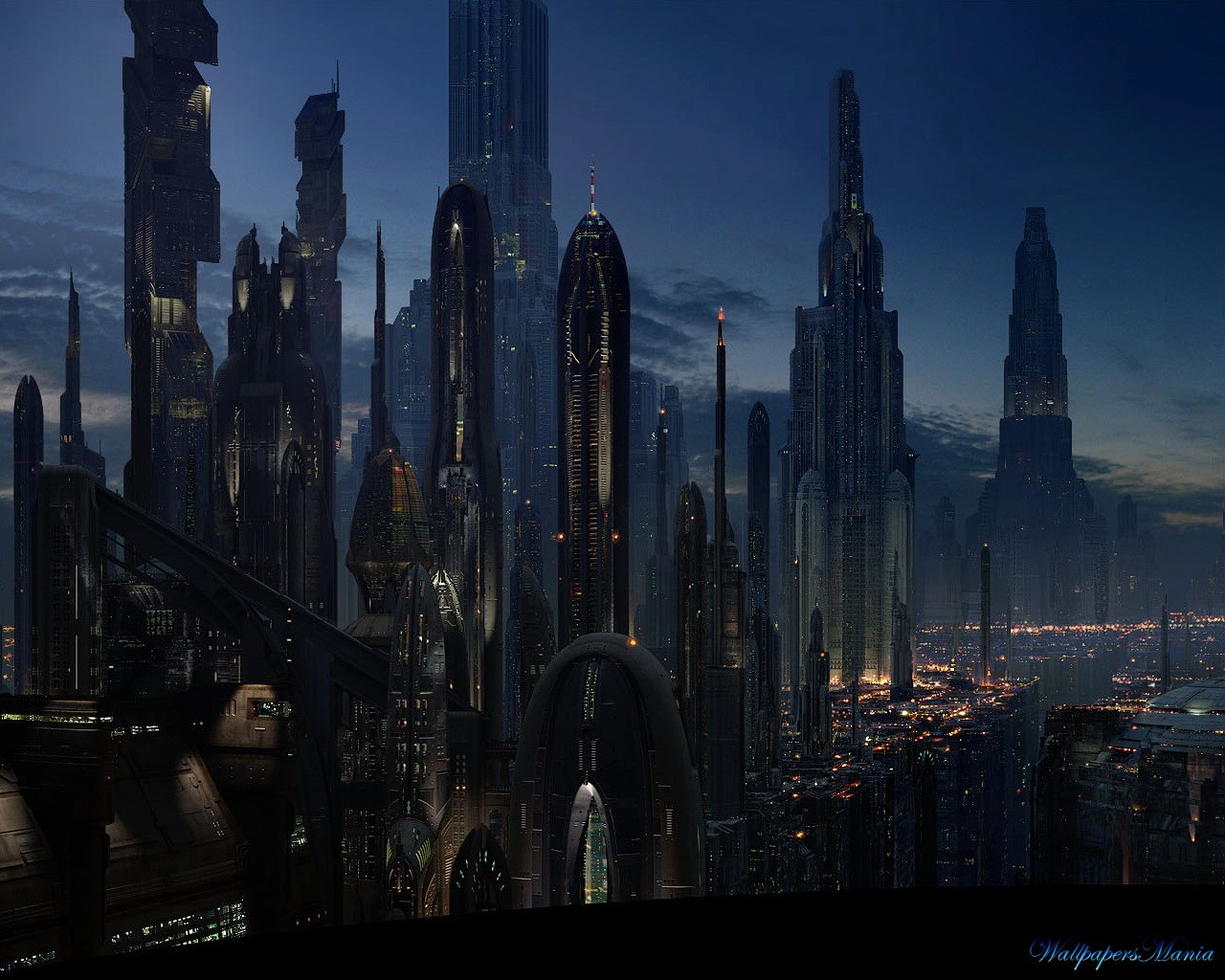 Coruscant Star Wars Night Science Fiction 1280x1024