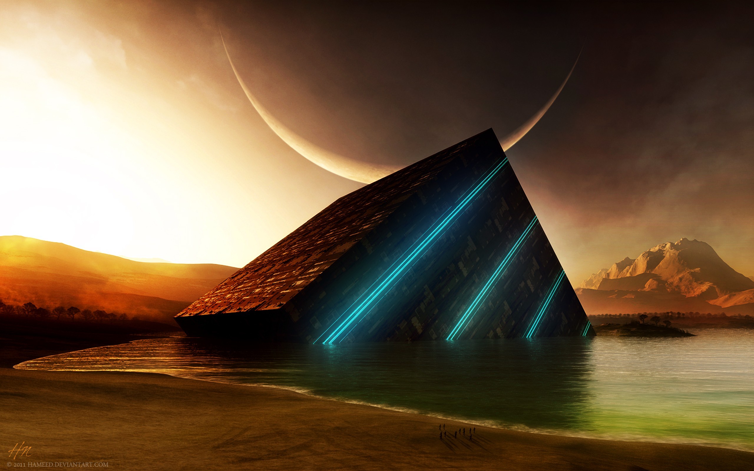 Science Fiction Cube Digital Art Planet 2011 Year 2560x1600