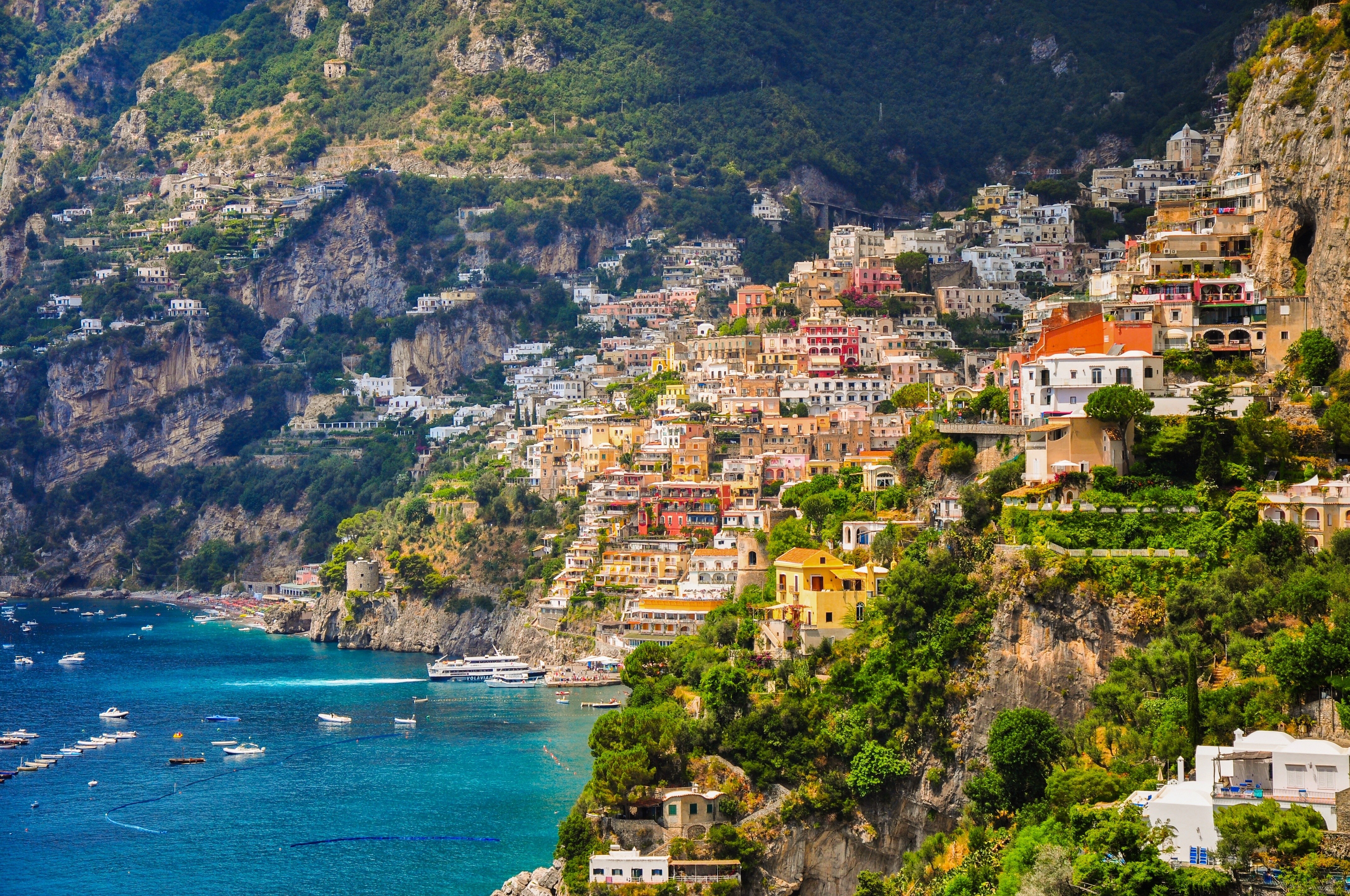 Water Cliff Amalfi City Coast Sea Bay Boat 4288x2848
