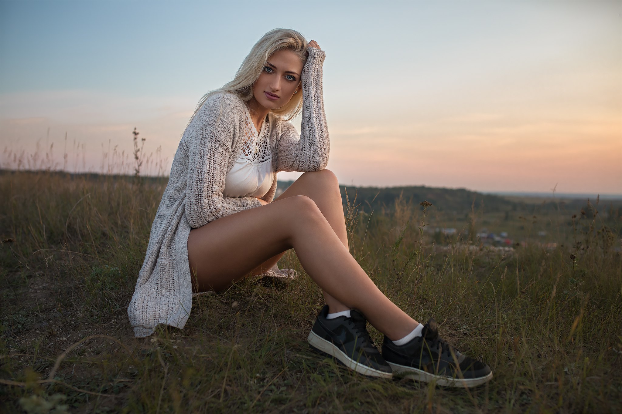 Dmitry Shulgin Legs Women Women Outdoors Blonde Sitting Lisa Model Wallpaper Resolution