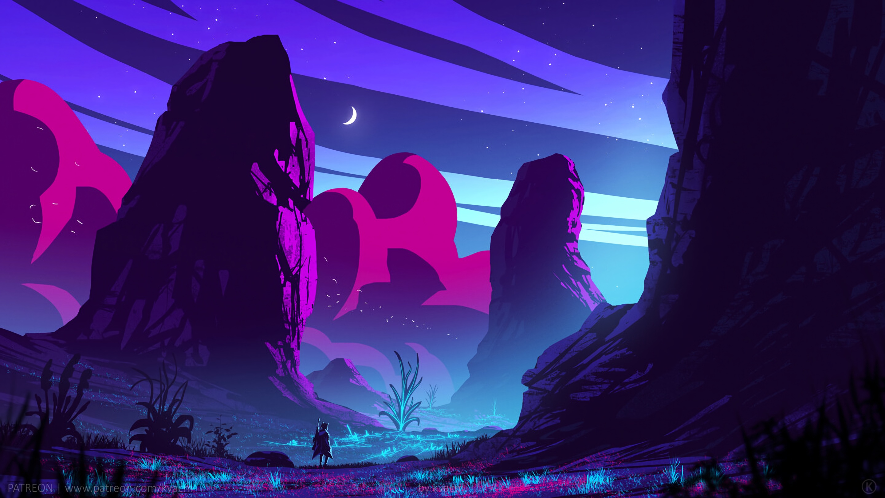 Digital Digital Art Artwork Illustration Retrowave Synthwave Vaporwave Silhouette Traveller Men Outd 2880x1620