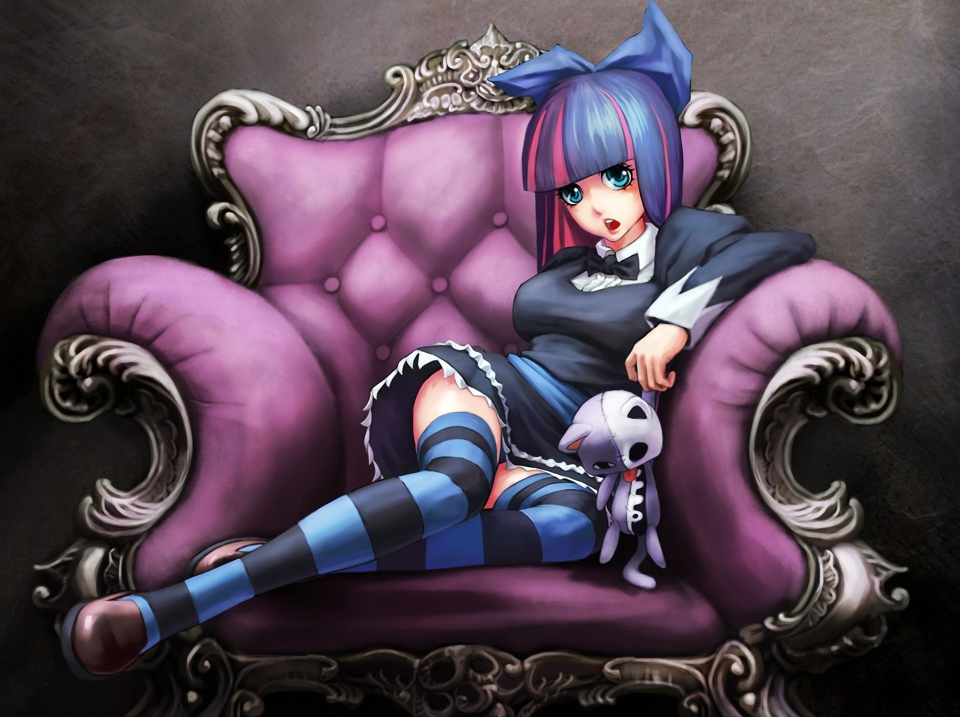 Panty And Stocking With Garterbelt Chair Anime Girls Anarchy Stocking Thigh Highs 1920x1434