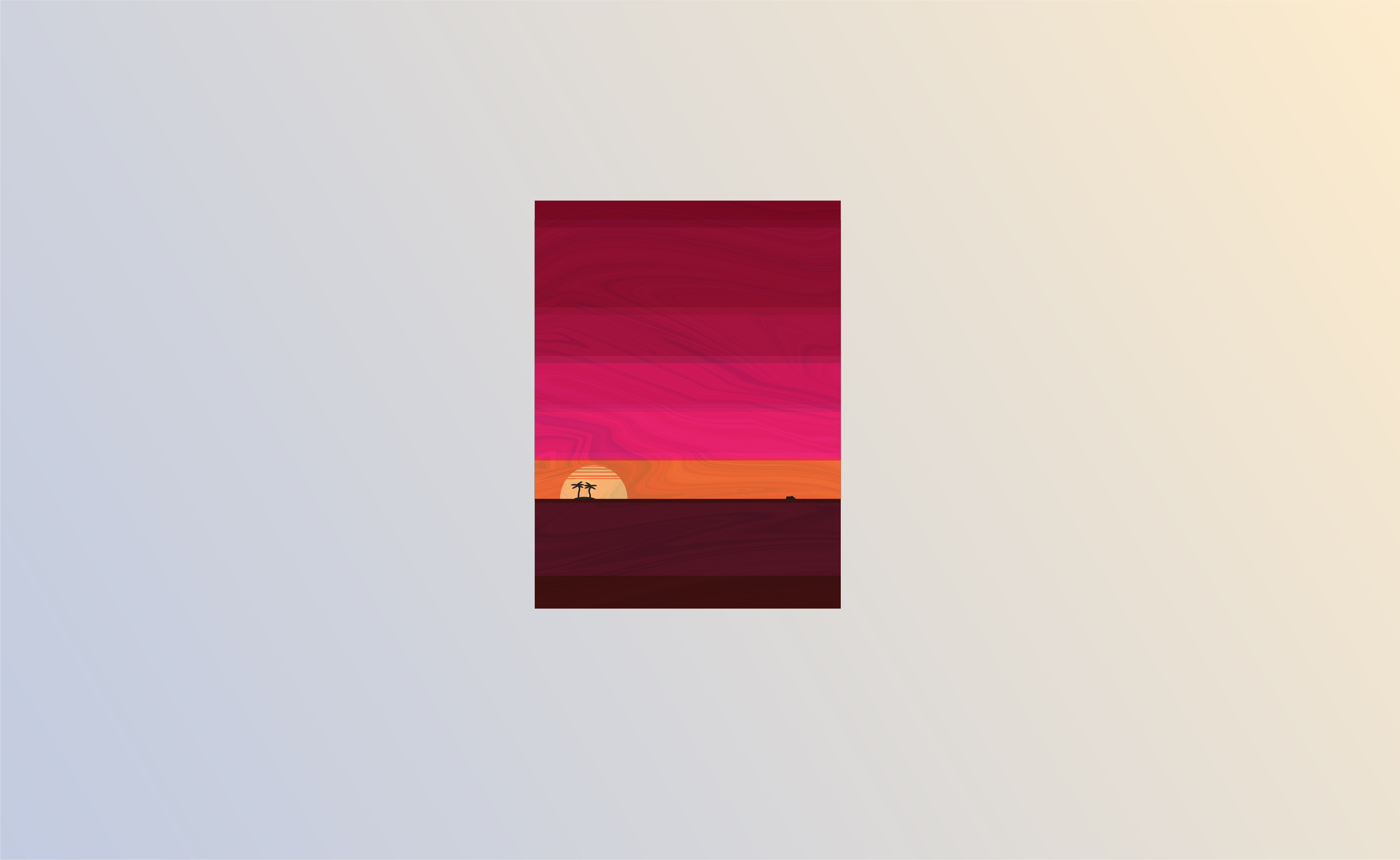 Sea Palm Trees Minimalism Simple Abstract Red Sunset Boat Color Codes Flatdesign 5490x3373