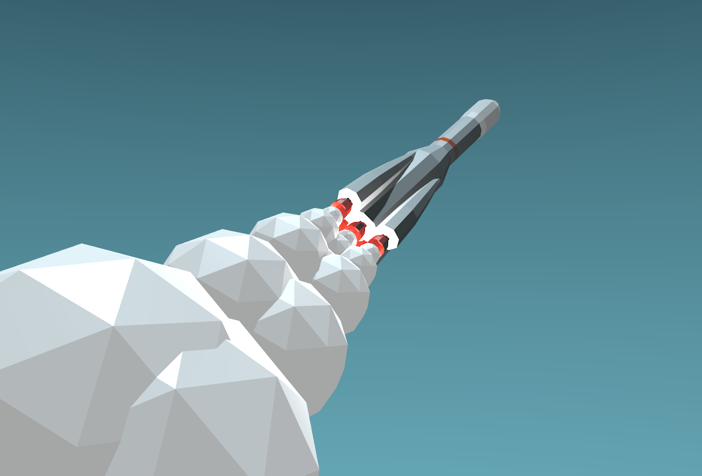 Blue Background Rocket Low Poly Minimalism Spaceship Smoke Low Poly Spaceship Rocket Soyuz 1400x950