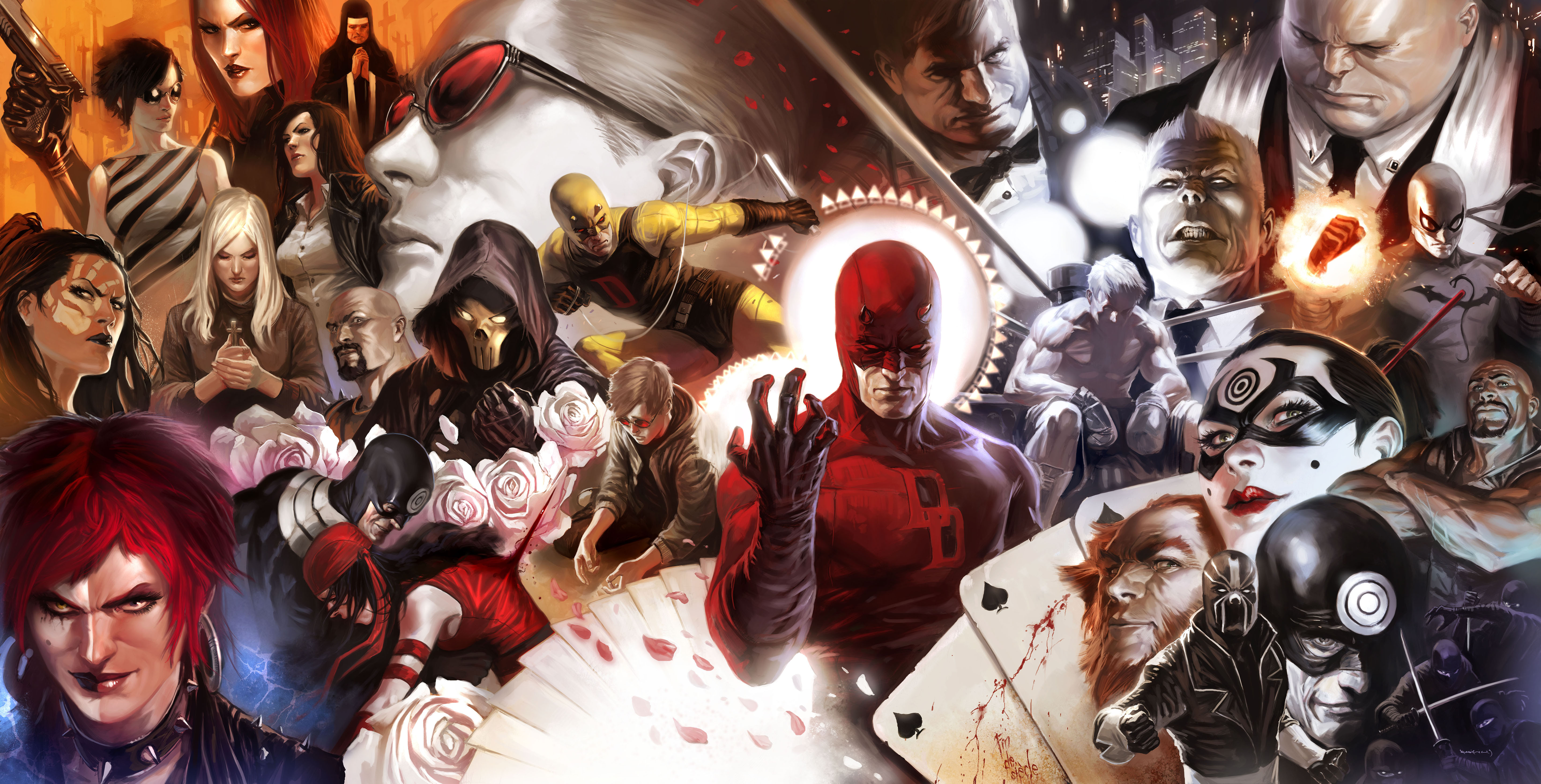Daredevil Iron Fist Elektra Marvel Comics Bullseye Marvel Comics 5750x2926